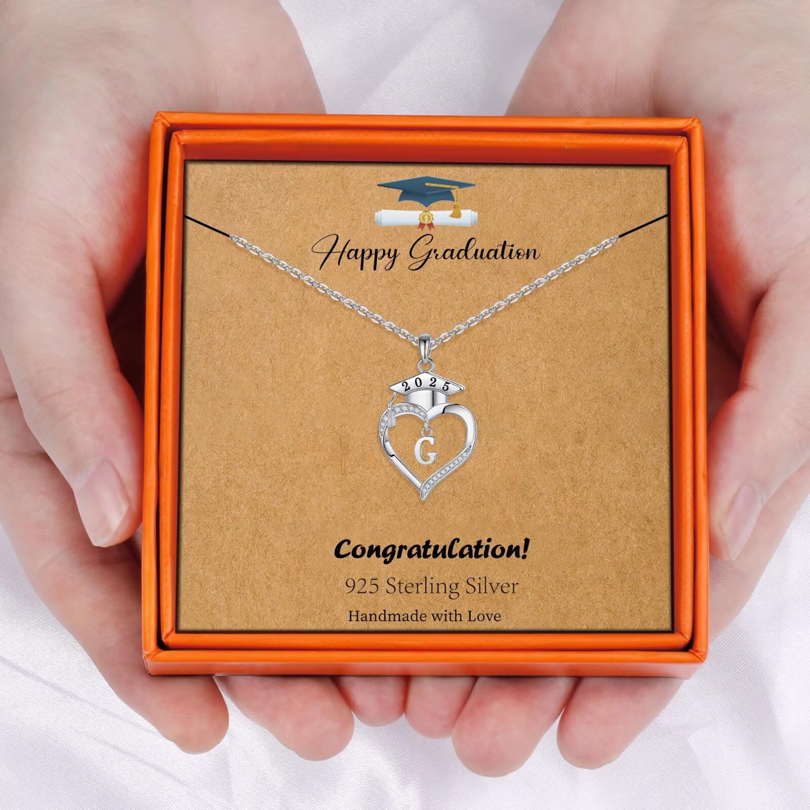 2025 Graduation Gifts for Women - Personalized 925 Sterling Silver Heart Initial Necklace | Thoughtful College Graduation Present for Her | Perfect for Commencement Ceremonies, Graduation Parties & Special Occasions