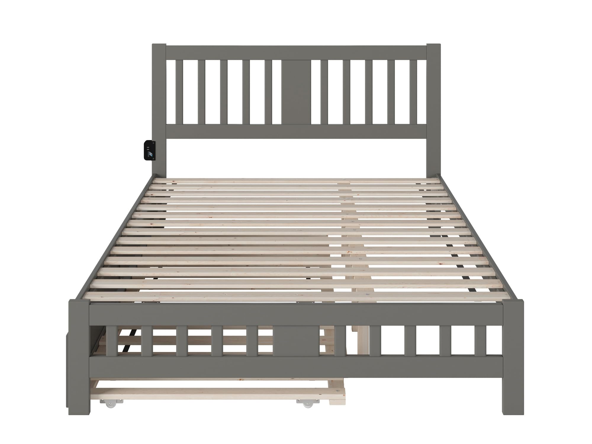 AFI Tahoe Queen Size Platform Bed with Footboard & Twin XL Trundle - Modern Grey Wooden Bed Frame for Master Bedroom, Guest Room & Small Spaces