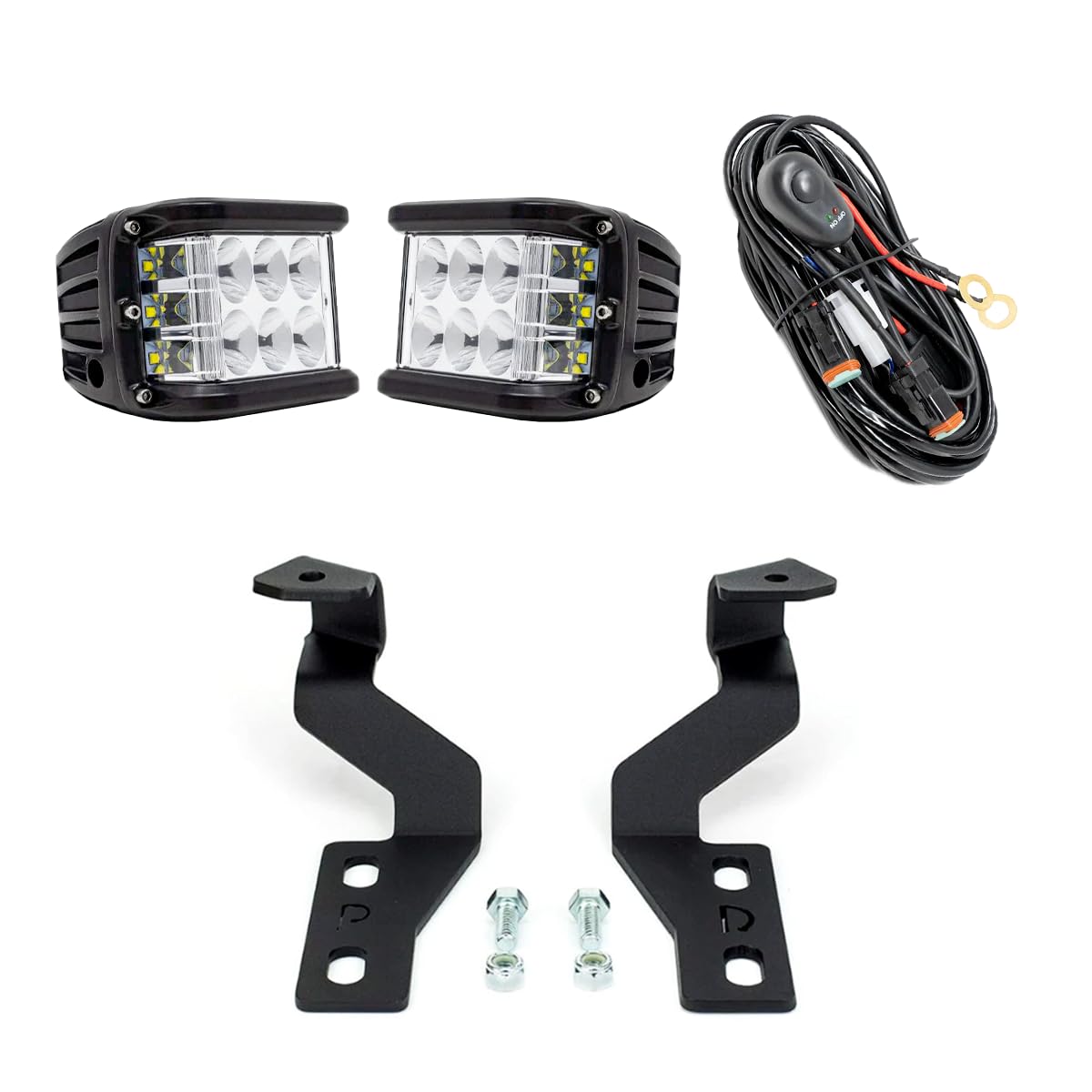 Cali Raised LED Low Profile Ditch Light Brackets Kit for 2014-2021 Toyota Tundra - 27W Side Projecting LED Pods with Wiring Harness (No Switch) - Perfect for Off-Roading, Night Driving & Adventure Vehicles