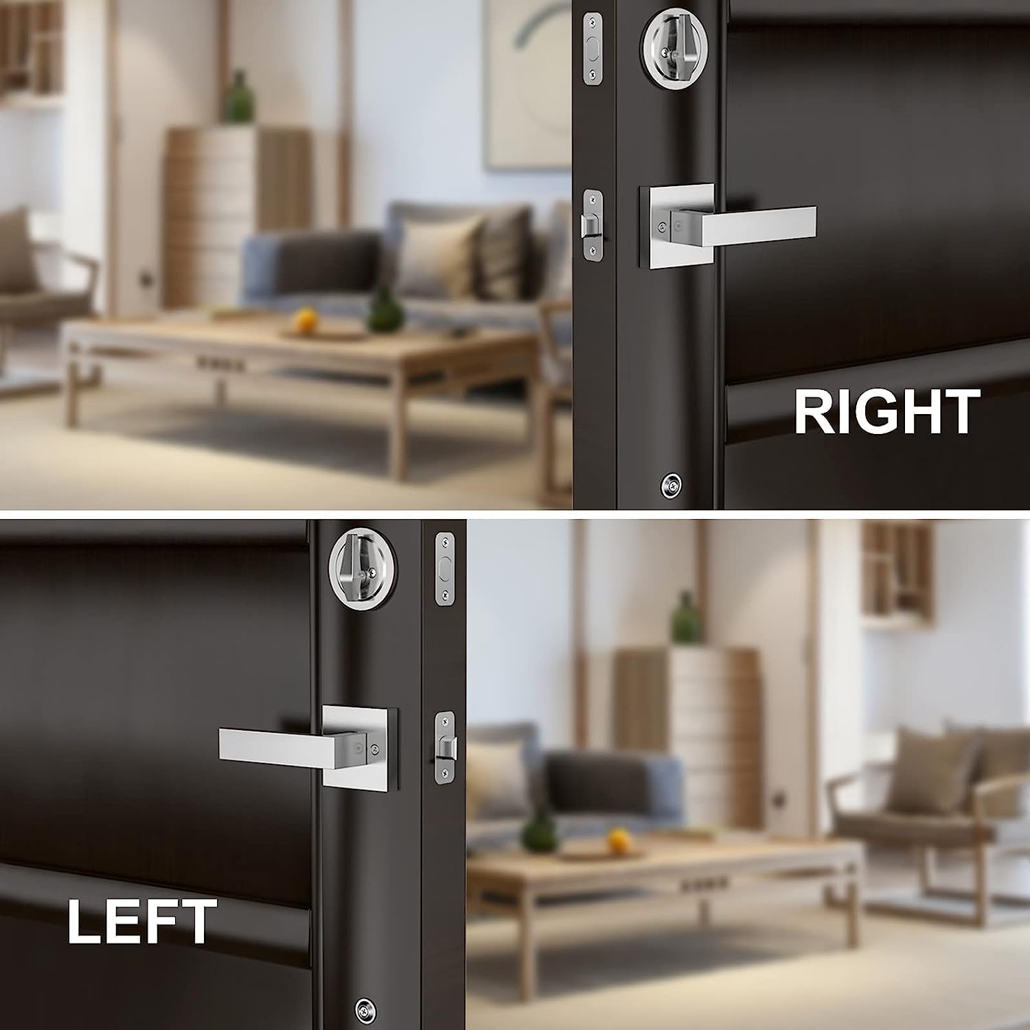 Brightify Satin Nickel Front Door Handle Set - Adjustable Deadbolt Lock with Single Cylinder, Reversible for Right & Left Hand Doors - Ideal for Home Entry, Office, and Apartment Security