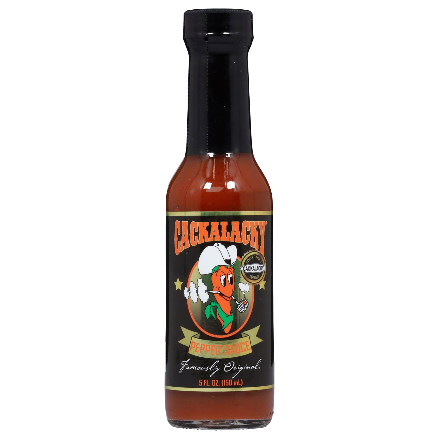 Cackalacky Jack Famously Original Collector’s Edition Hot Pepper Sauce - 5 oz Bottle - Gourmet Spicy Sauce for BBQ, Wings & Cooking - Perfect for Grilling, Dipping, Marinades & Gifts