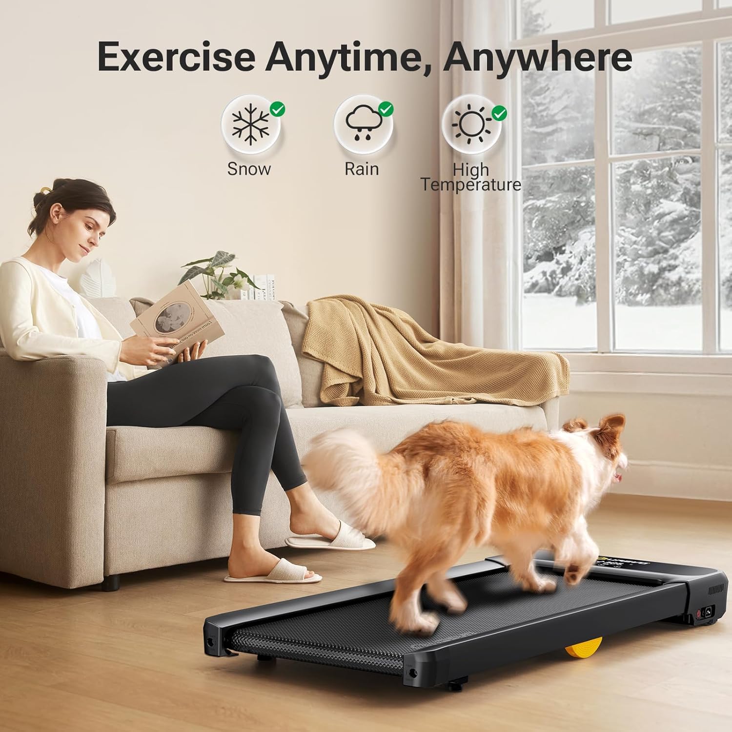 UREVO Under Desk Treadmill - Portable Walking Pad for Home & Office with Remote Control, LED Display & Double Shock Absorption (265 lb Capacity) - Perfect for Workouts While Working or Watching TV