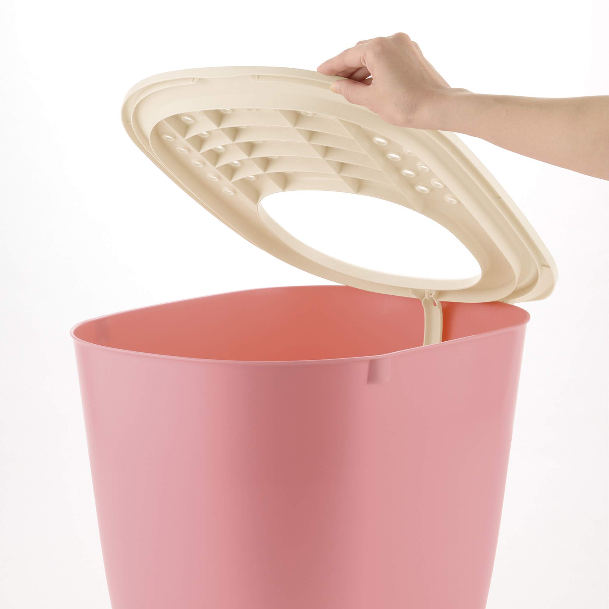 Richell PAW TRAX Top Entry Hooded Cat Litter Box - Enclosed Litter Pan for Odor Control, Salmon Pink | Perfect for Small Spaces & Multi-Cat Homes