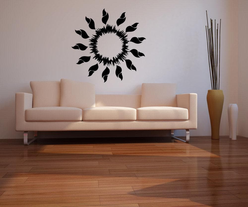 Vinyl Wall Decal Sticker - Flaming Sun Design #1094 | Removable Home Decor for Living Room, Bedroom & Office