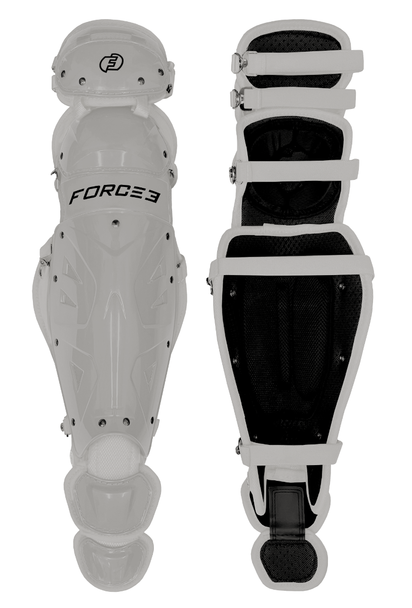 FORCE3 Defender Catcher Leg Guards - Best Baseball Catcher Shin Guards for Youth & Adults - Perfect for Training, Games & Competitive Play