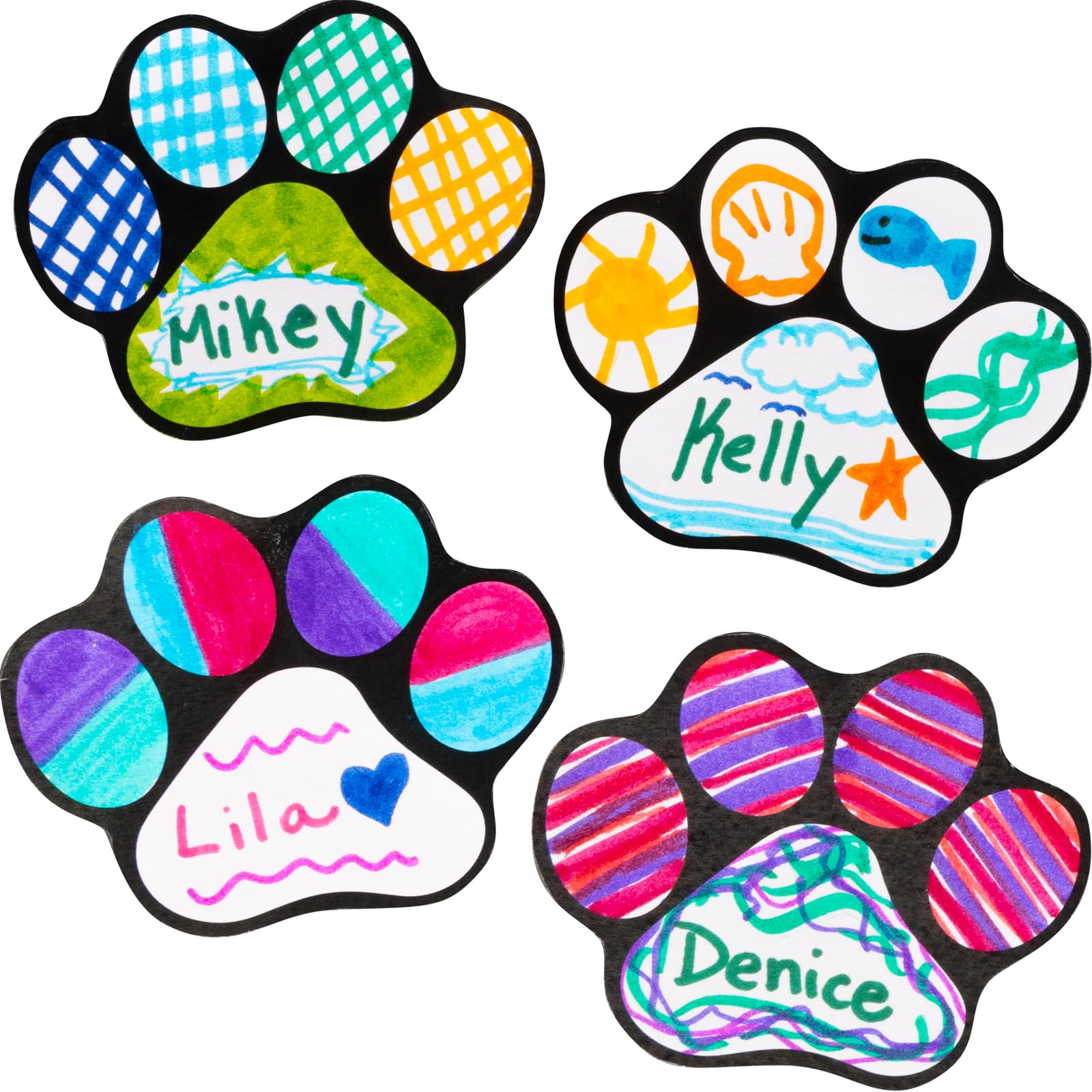 Ready-to-Decorate Student Name Paw-Print Magnets - 32 Pack for Classroom, Fridge & Locker Organization - Fun DIY Craft for Kids & Teachers
