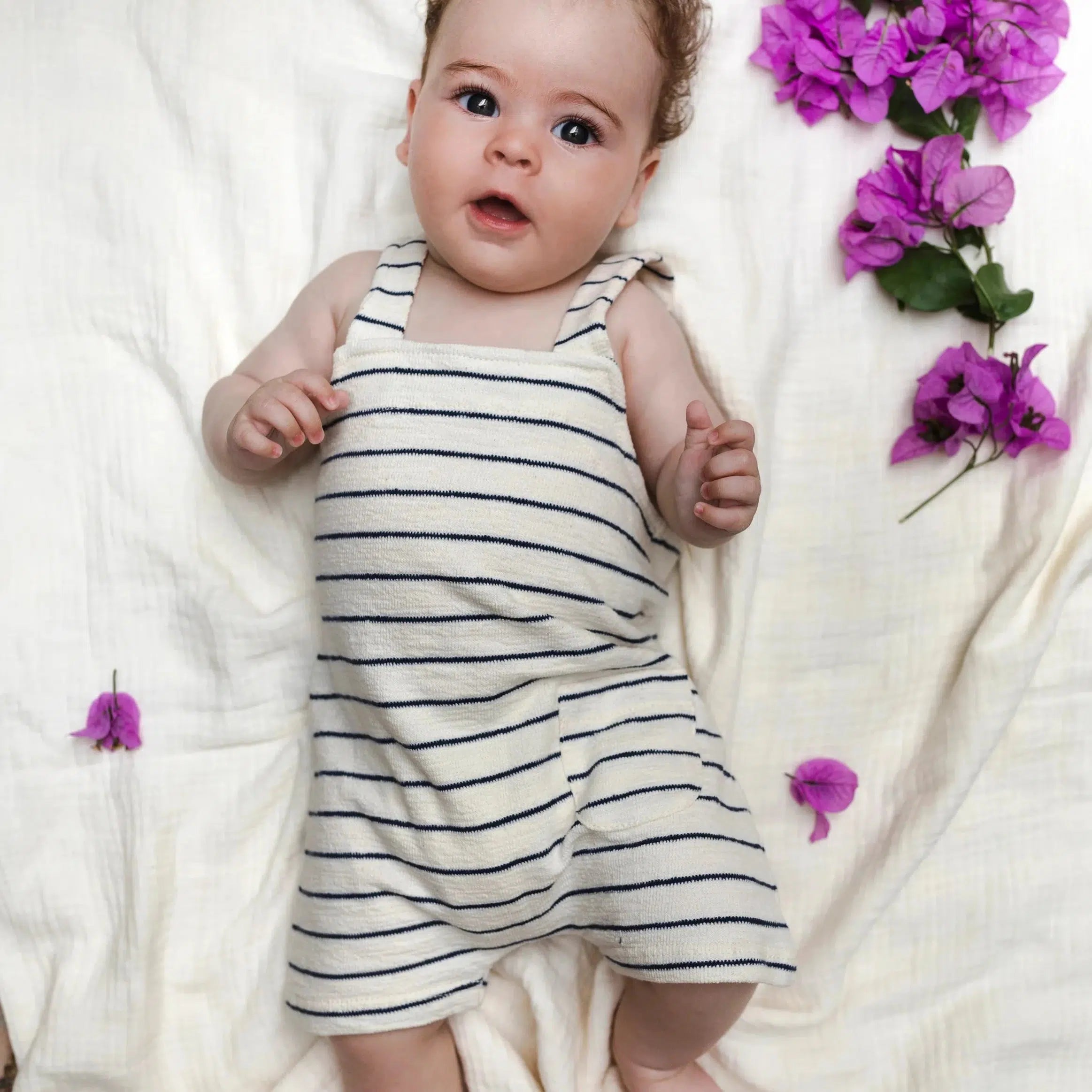 Bean's Barcelona Organic Cotton Overalls for Women - Blue Stripes Design, Eco-Friendly & Comfortable - Perfect for Casual Wear, Gardening, and Outdoor Activities