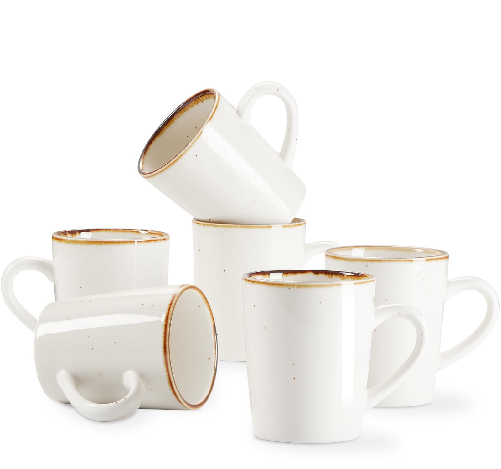 Premium 12 oz Ceramic Coffee Mugs Set of 6 - Speckled Porcelain Mugs with Comfortable Handle for Coffee, Tea, Latte & Hot Cocoa - Ideal for Home, Office, Restaurant & Gift Giving