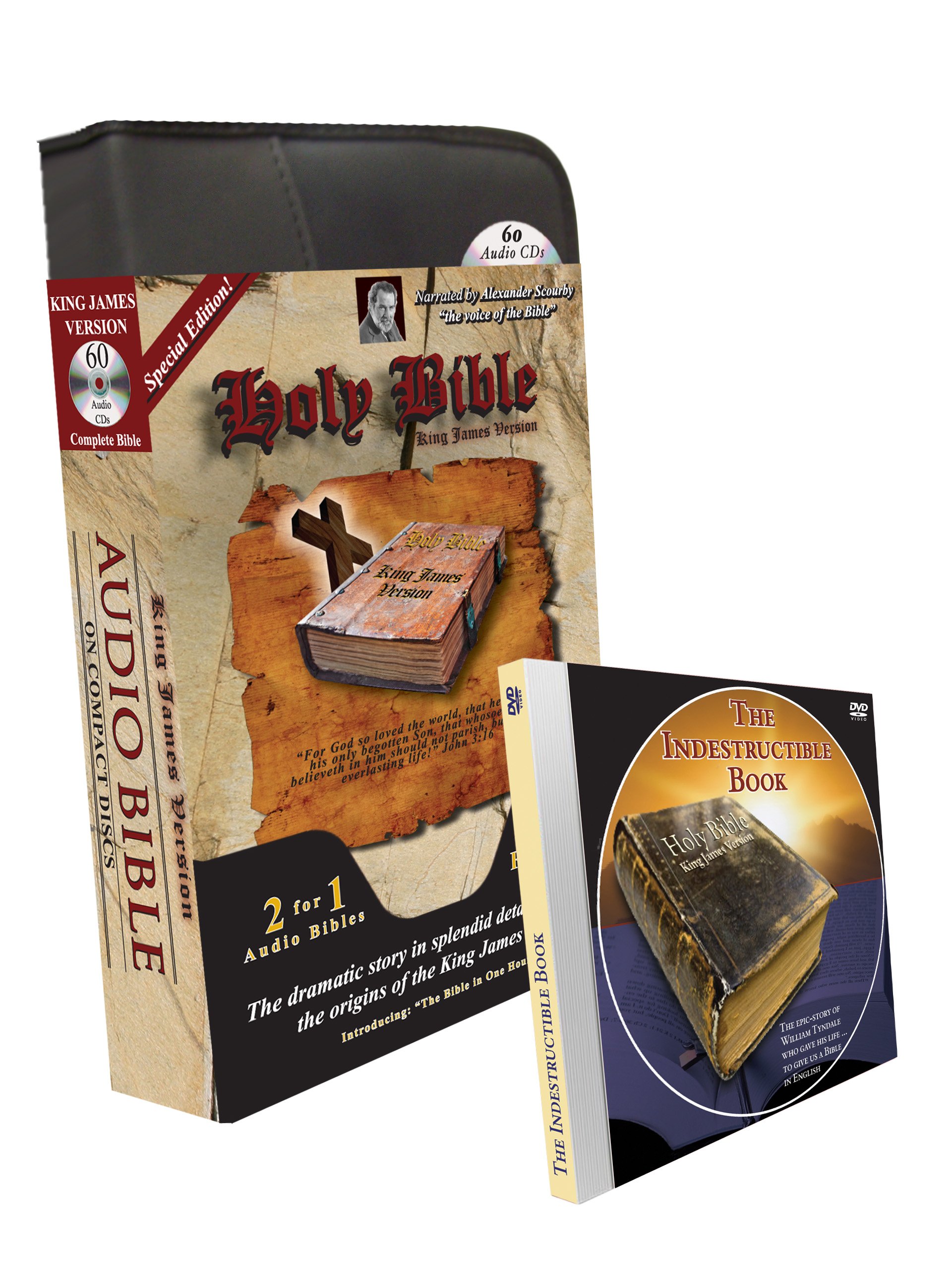 KJV Scourby Special Edition - Complete Holy Bible King James Version Audio Bible by Alexander Scourby (60 CDs + 2 MP3 Discs in Padded Case) - Perfect for Bible Study, Commuting & Spiritual Growth