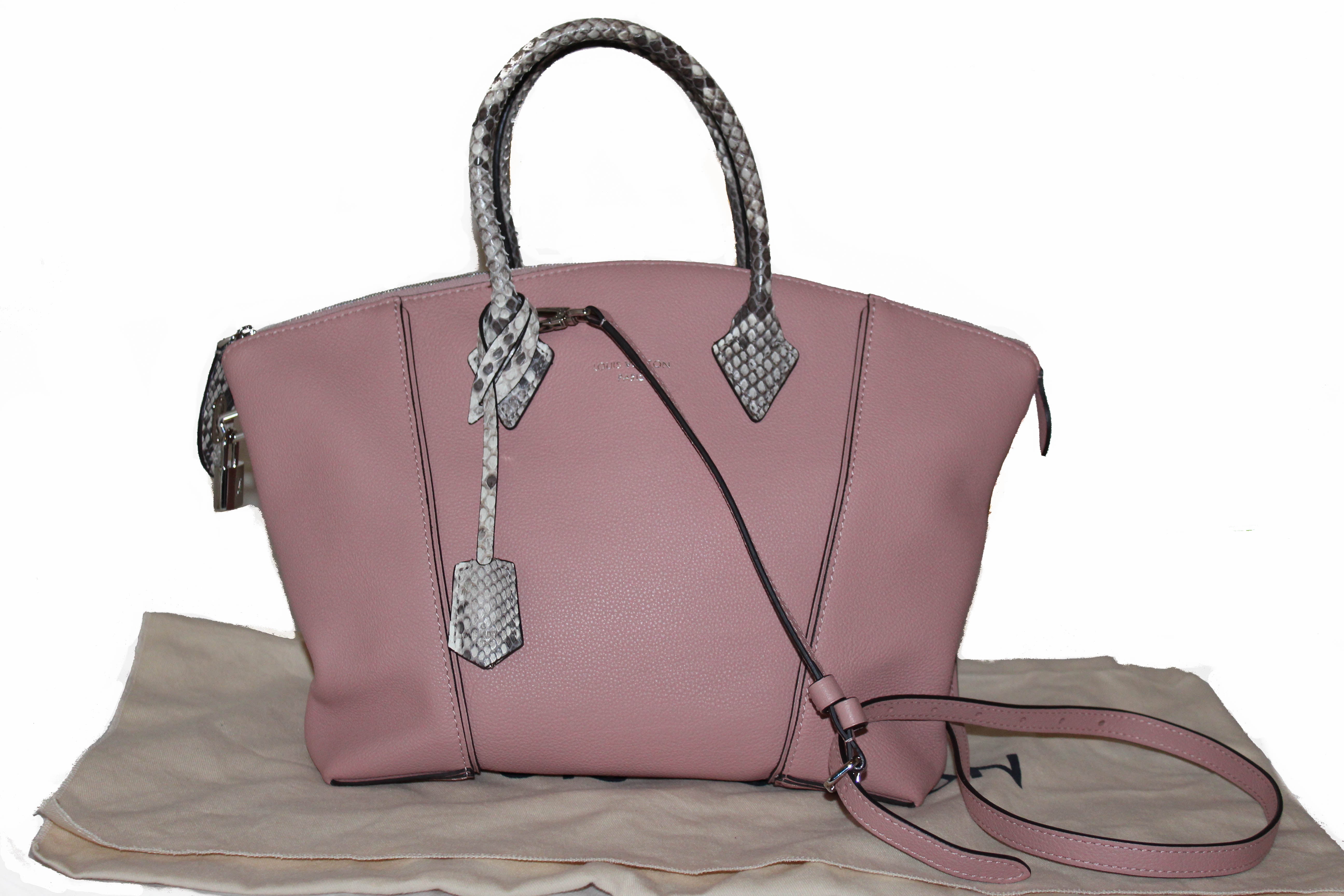 Authentic Louis Vuitton Pink Veau Cachemire Python Lockit PM Handbag - Luxury Designer Shoulder Bag for Women, Perfect for Date Night, Parties & Special Occasions