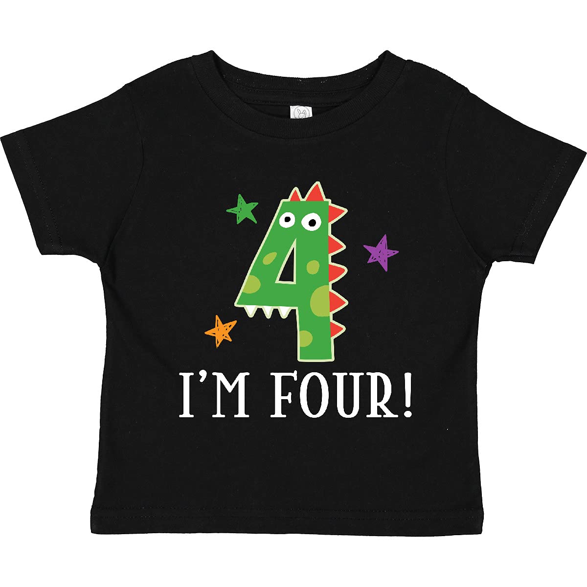 Inktastic 4th Birthday Dinosaur T-Shirt for 4 Year Old Boys & Girls - Cute Toddler Dino Graphic Tee for Birthday Parties & Casual Wear