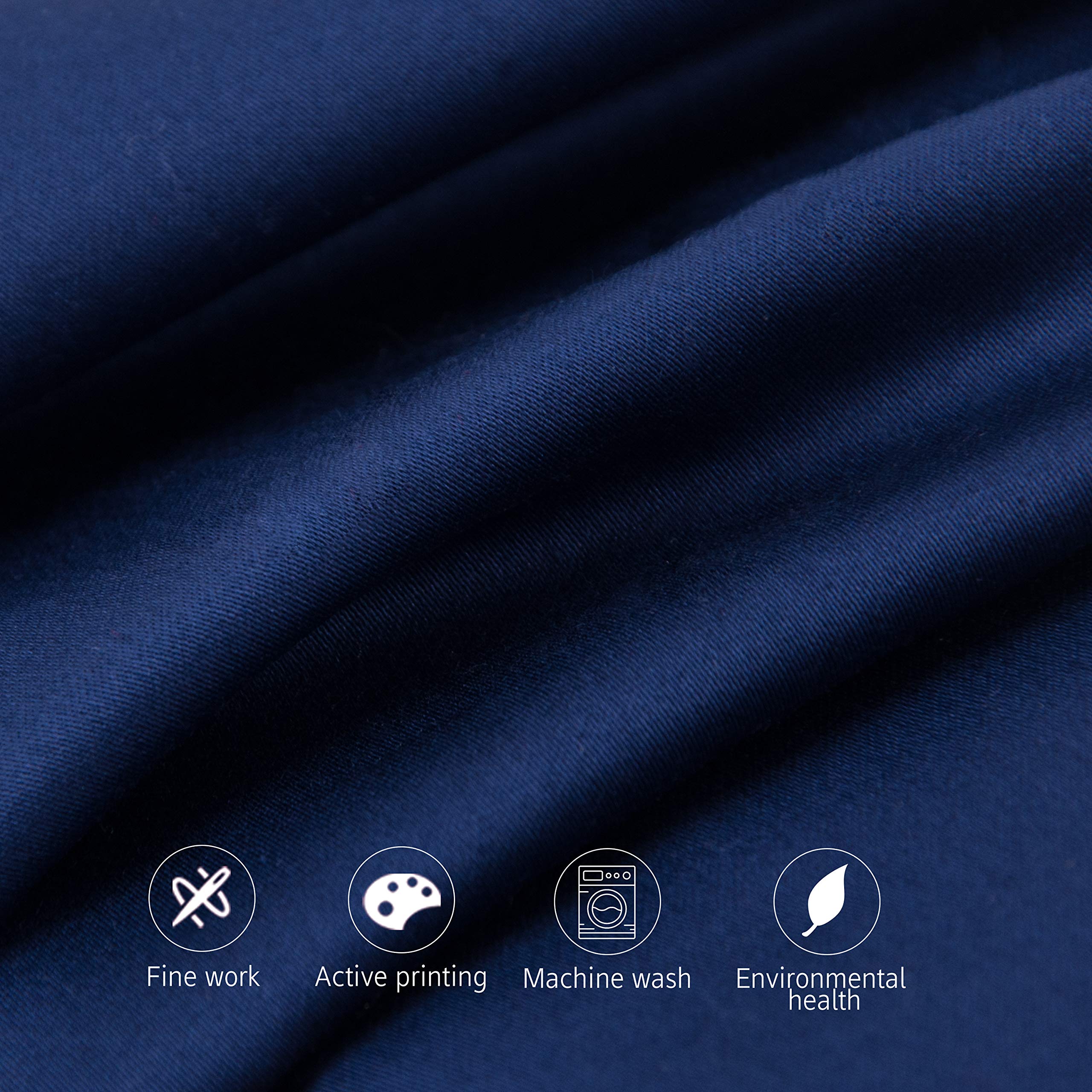 Premium Egyptian Cotton Queen Pillowcase Set of 2 - 500 Thread Count Soft & Breathable Envelope Closure Pillow Covers (20x30 Inches, Navy Blue) for Luxury Bedding & Hotel-Style Comfort