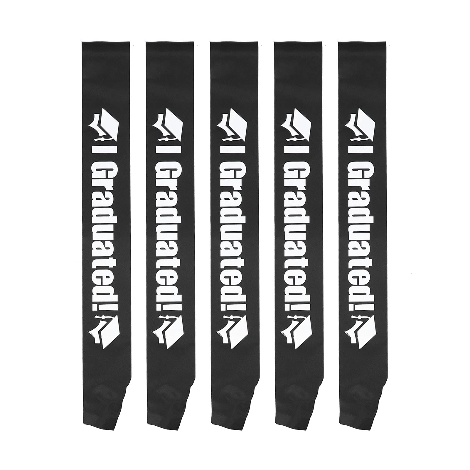 5 Pack Graduation Stoles - Black Satin Sash for Graduation Ceremony, Photo Props & Keepsake Accessory - Perfect for High School, College Commencement & Graduation Party Decorations