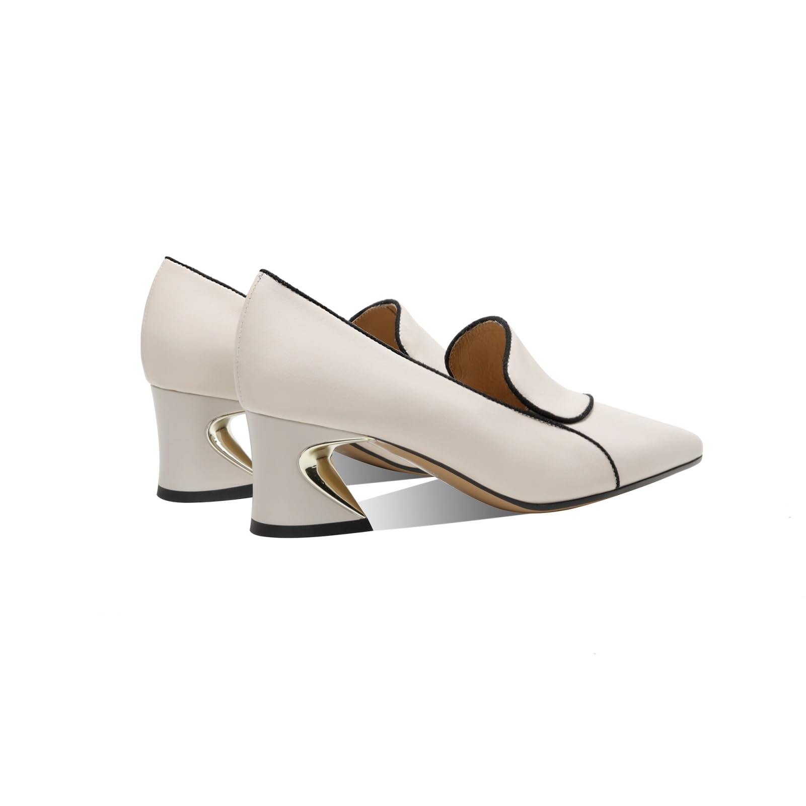 Genuine Leather Handmade Pointed Toe Low Chunky Heel Pumps for Women - Stylish Office & Party Shoes for Work, Wedding & Evening Events