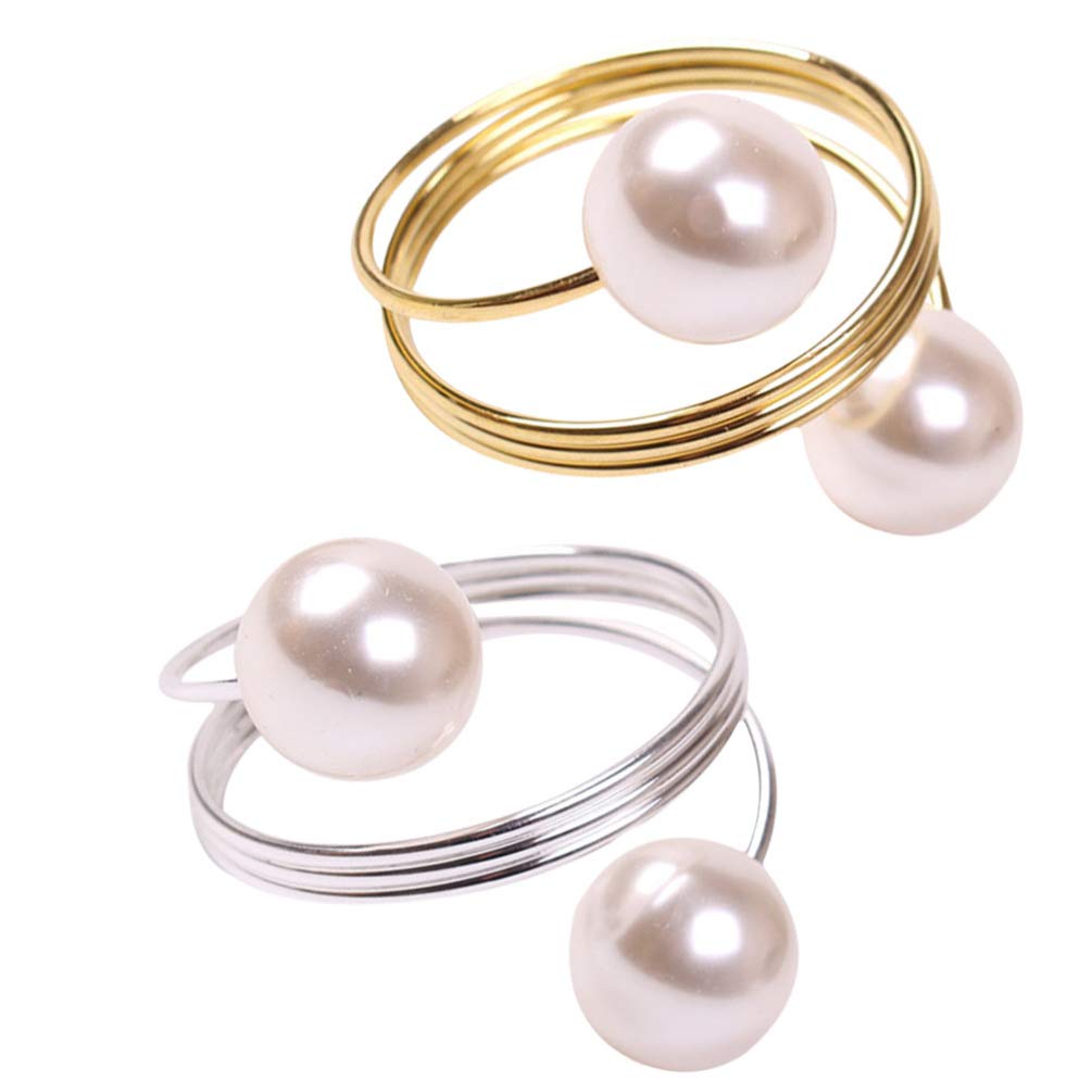 2-Pack Pearl Napkin Rings - Elegant Napkin Holders for Banquet, Dinner Party & Table Decor - Perfect for Weddings, Holidays & Special Occasions