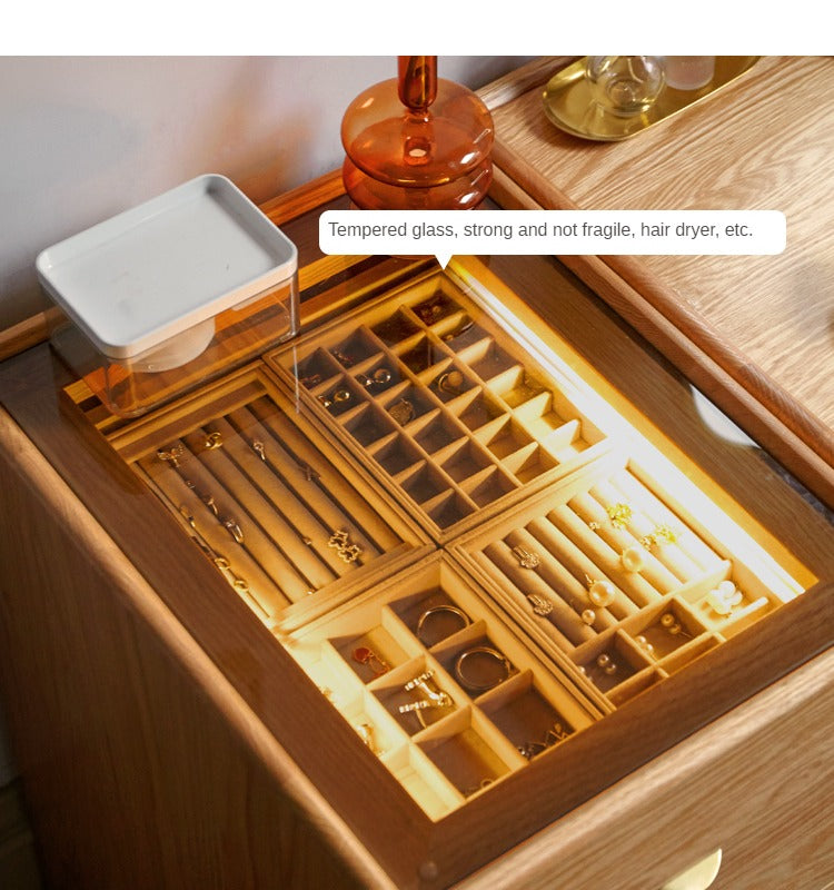 Stylish Oak Solid Wood Nordic Dressing Table - Modern Vanity Desk for Bedroom & Makeup Area | Perfect for Home Decor & Beauty Routine
