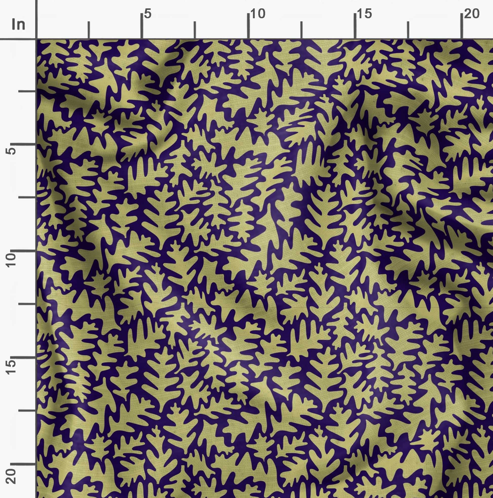 Soimoi Moss Georgette Blue Fabric by The Yard - 42 Inch Wide Leaves Print Fabric for Dresses, Scarves & Home Decor | Nature-Inspired Elegant Printed Fabric for DIY Fashion & Interior Design Projects