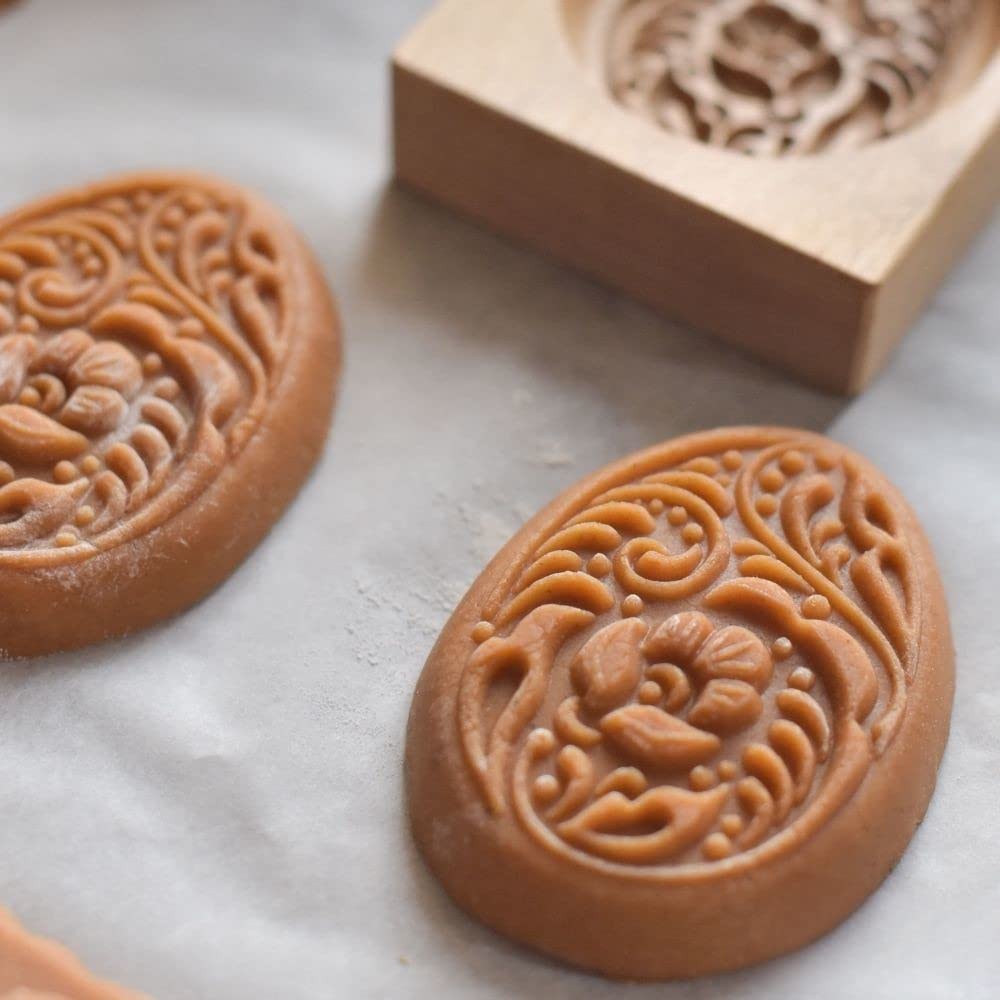 Wooden Cookie Molds for Baking - Handcrafted Springerle Cookie Stamps & Easter Egg Shaped Cookie Cutters - Perfect for Holiday Baking, DIY Cookies & Gift Giving