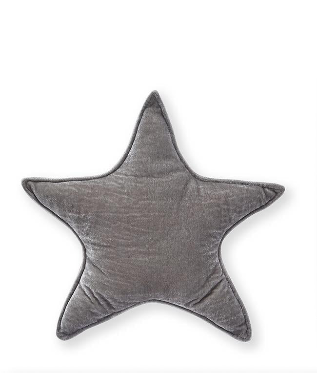 Luxury Velvet Star Cushion Large Grey - Soft Decorative Throw Pillow for Sofa, Bed, Living Room & Home Decor