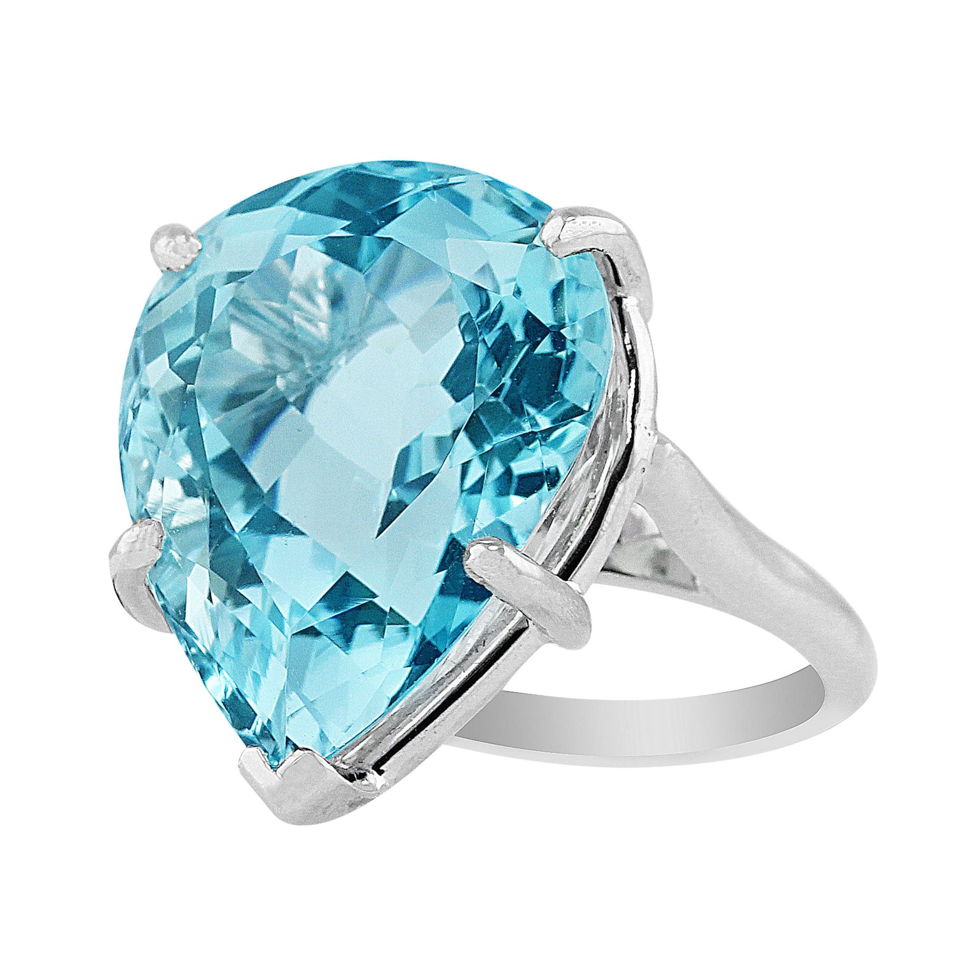 14K White Gold 16ct Aquamarine Ring for Women - Elegant March Birthstone Jewelry Gift for Anniversary, Engagement & Special Occasions