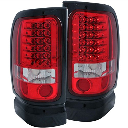 Red/Clear LED Tail Lights Assembly Set for Dodge Ram 1500/2500/3500 - Pair (Left Driver & Right Passenger Side) - Direct Replacement, Easy Installation - Perfect for Night Driving & Enhanced Safety