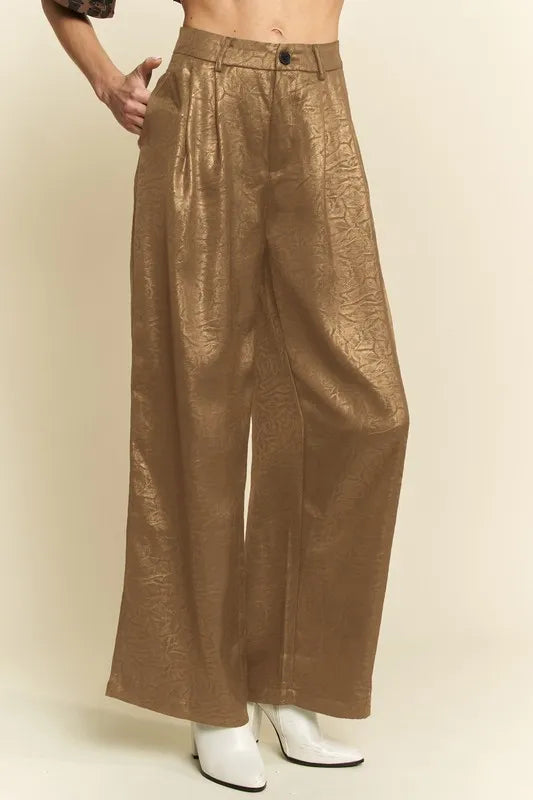 Stylish Olive Crinkled Textured Wide Leg Resort Pants for Women - Comfortable Vacation & Beach Wear for Summer Travel