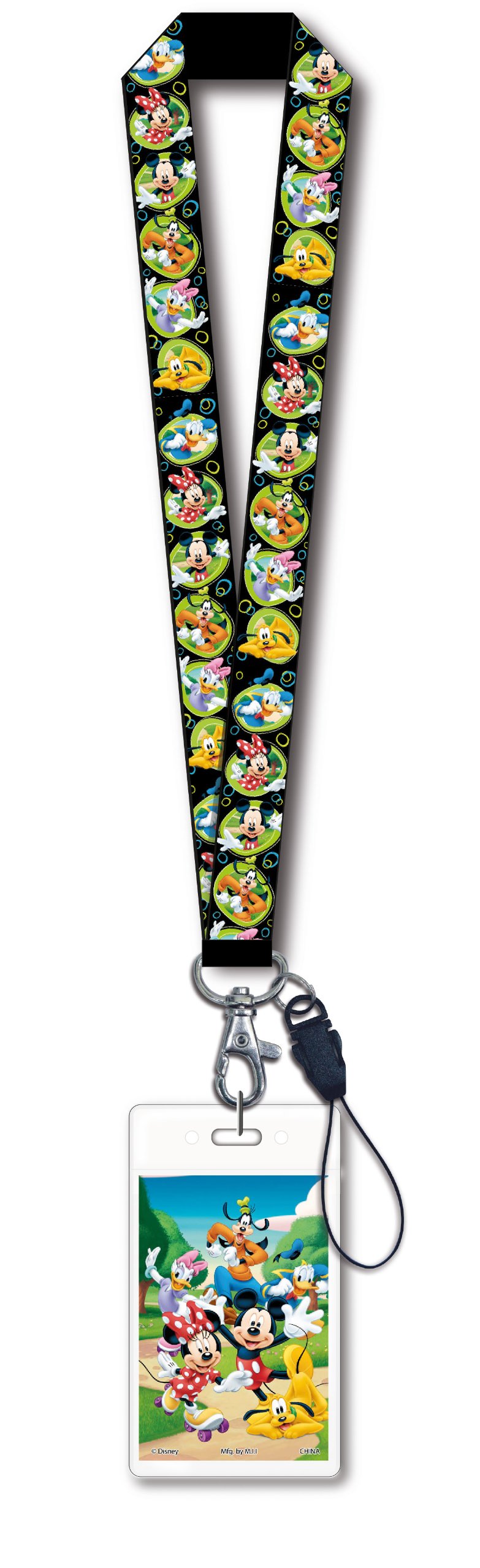 Disney Mickey Mouse & Friends Black Lanyard with ID Card Holder - Perfect for Work, School, Events & Disney Theme Park Visits