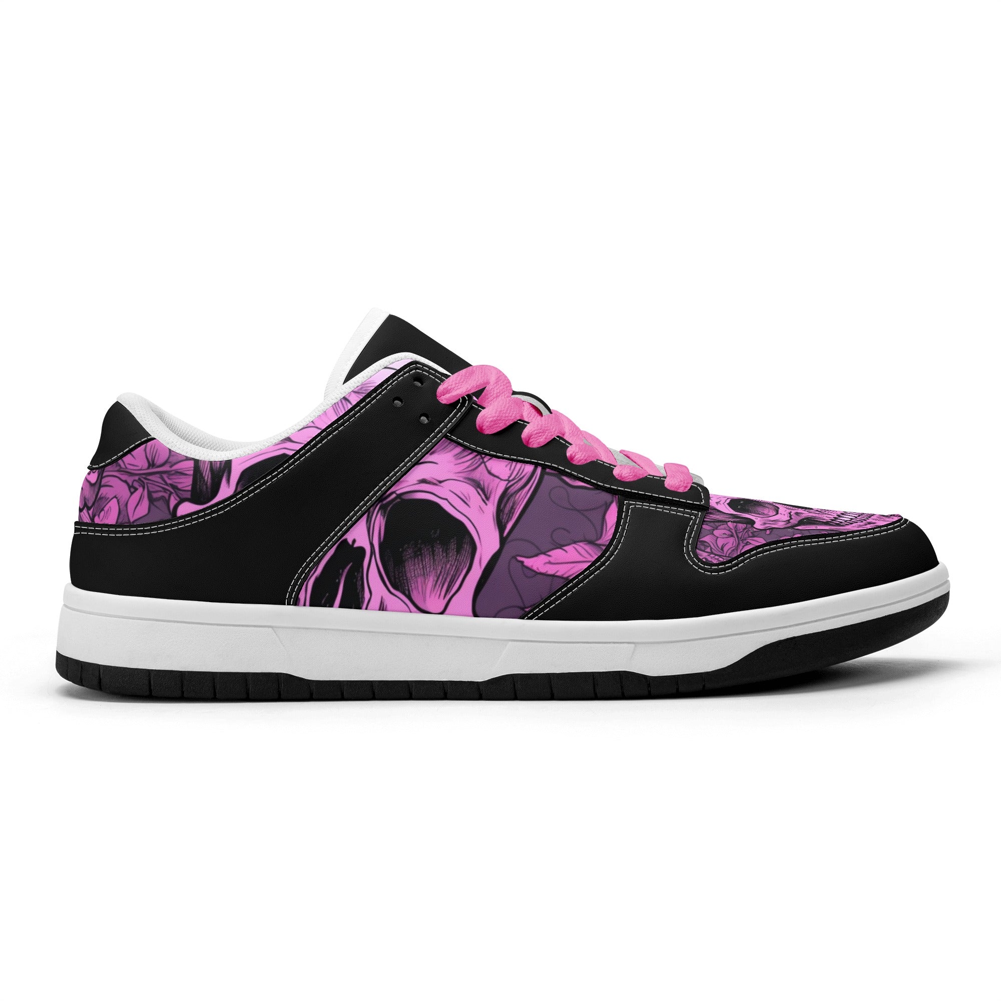 Pink Skull Dunk Low Top Leather Sneakers for Women - Stylish & Comfortable Skate Shoes for Casual Wear, Street Fashion & Sneaker Collectors
