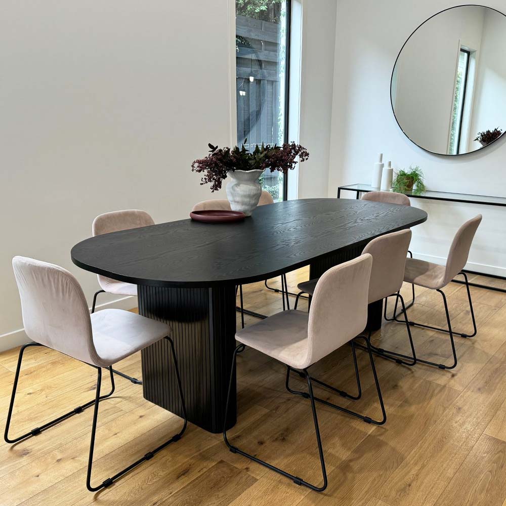 ASTON 220cm Black Dining Table - Modern Large Kitchen Table for Family Gatherings & Dinner Parties