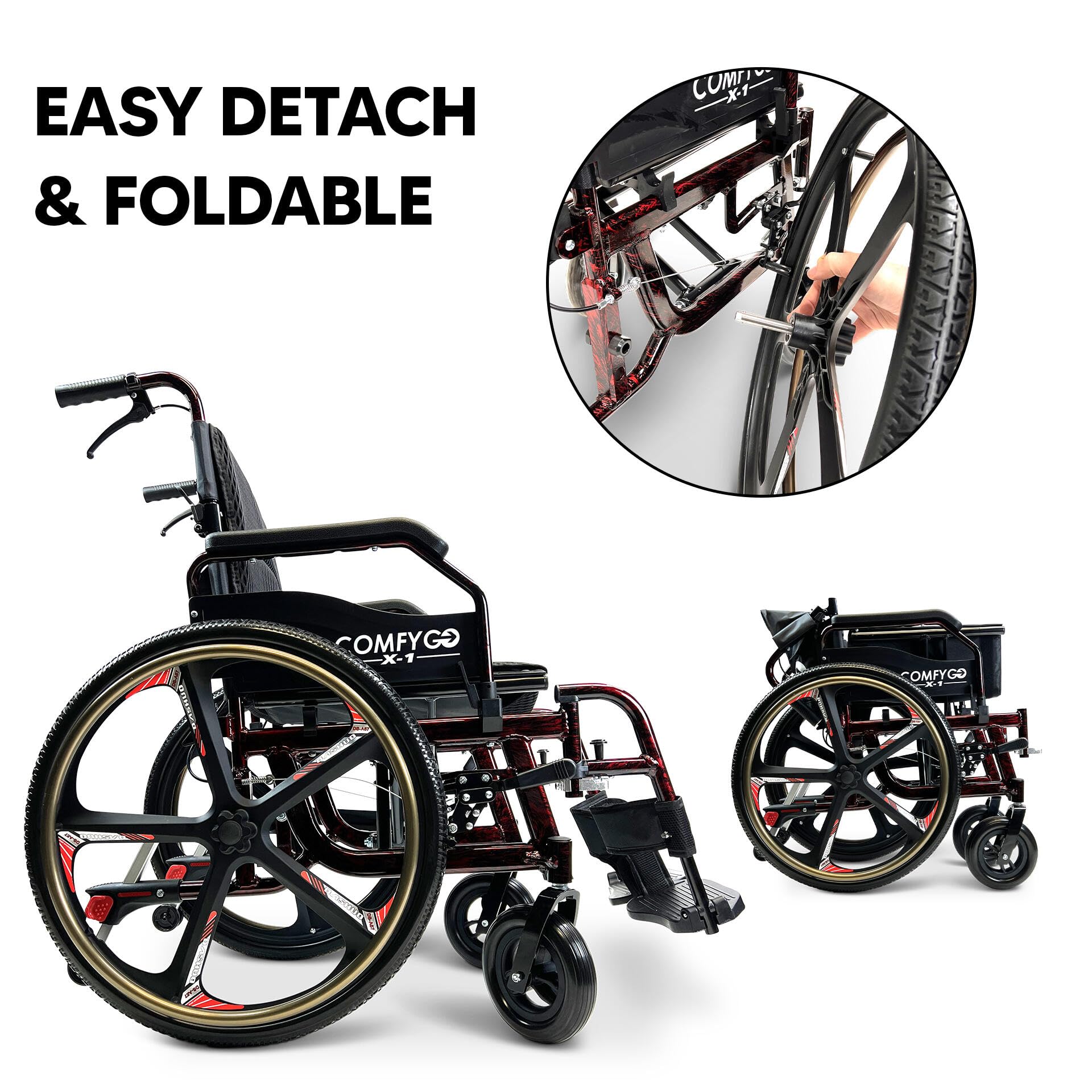 Ultra Lightweight Folding Manual Wheelchair for Adults - 17.5