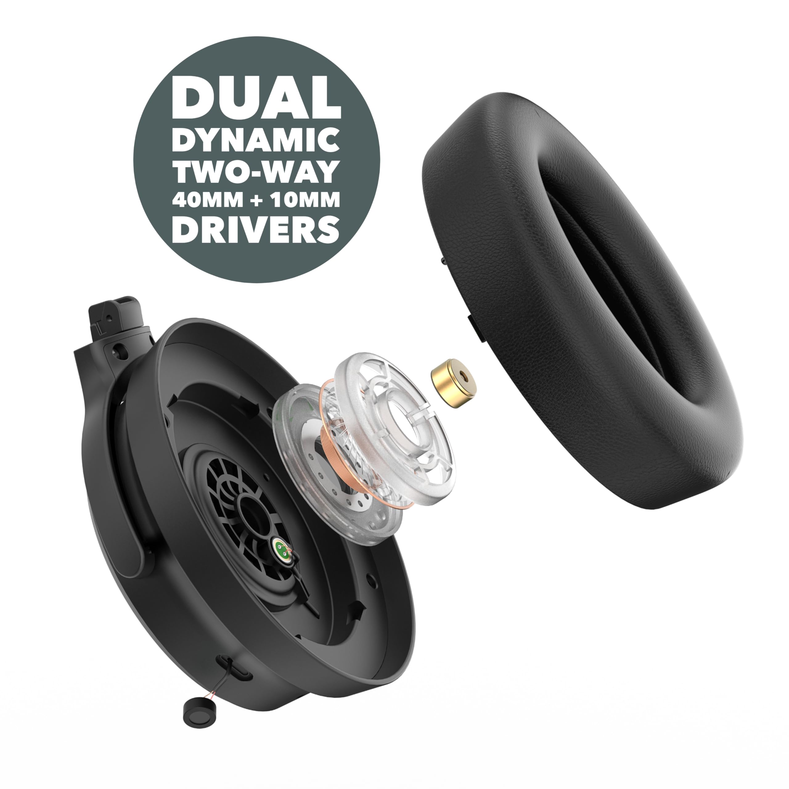 OV202W Over Ear Noise Cancelling Headphones with Hybrid ANC | 100+ Hours Playtime | HiFi Studio Monitor Headphones for Music Producers, Gym, Travel & Home Use | Perfect for Beats, Guitar, Bass & Audiophiles
