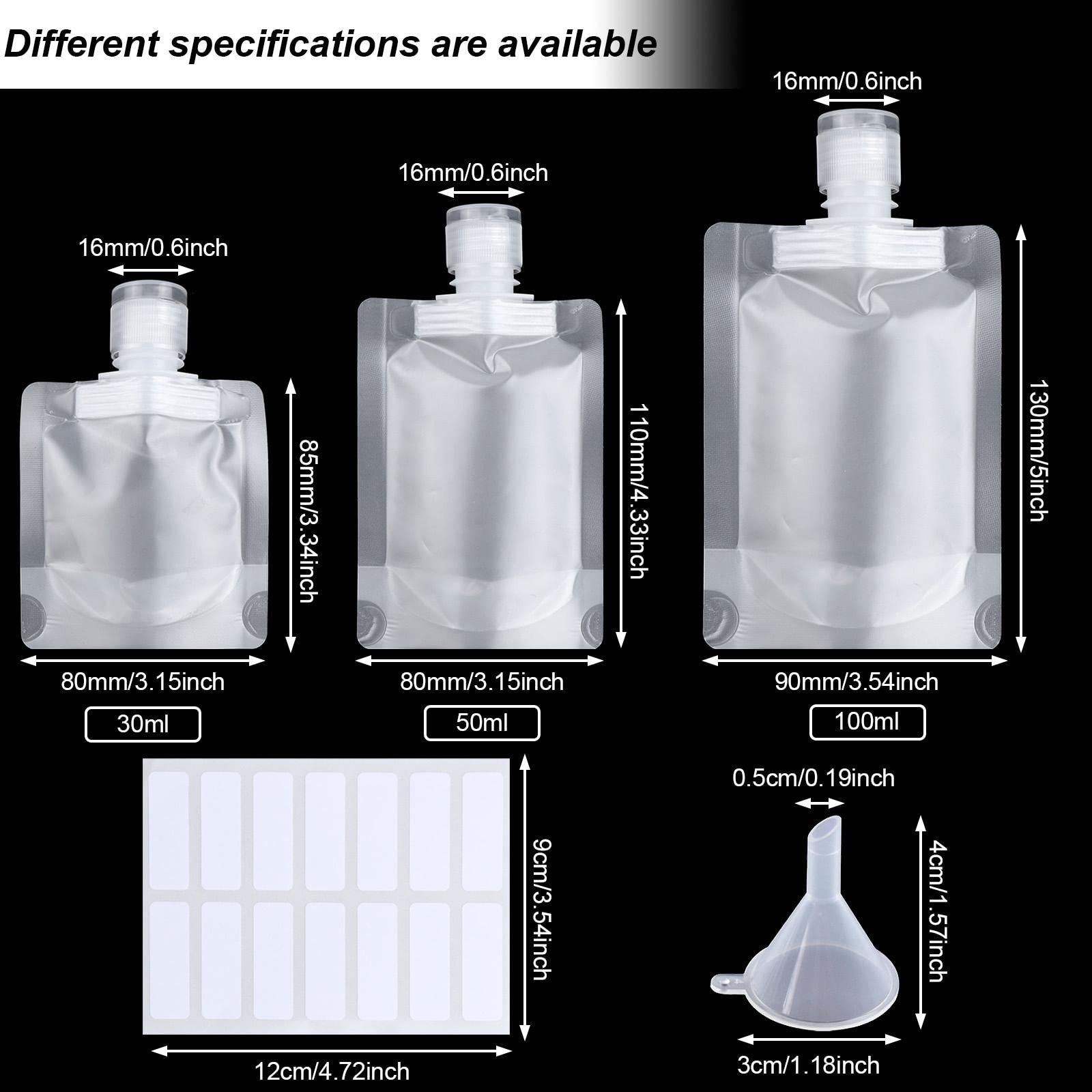 FALONG Travel Bottles Set - 30ml/50ml/100ml Refillable Empty Squeeze Pouches with Funnel, TSA Approved Leak-Proof Stand Up Liquid Containers for Toiletries, Shampoo & Cosmetics - Perfect for Air Travel, Camping & Gym Use
