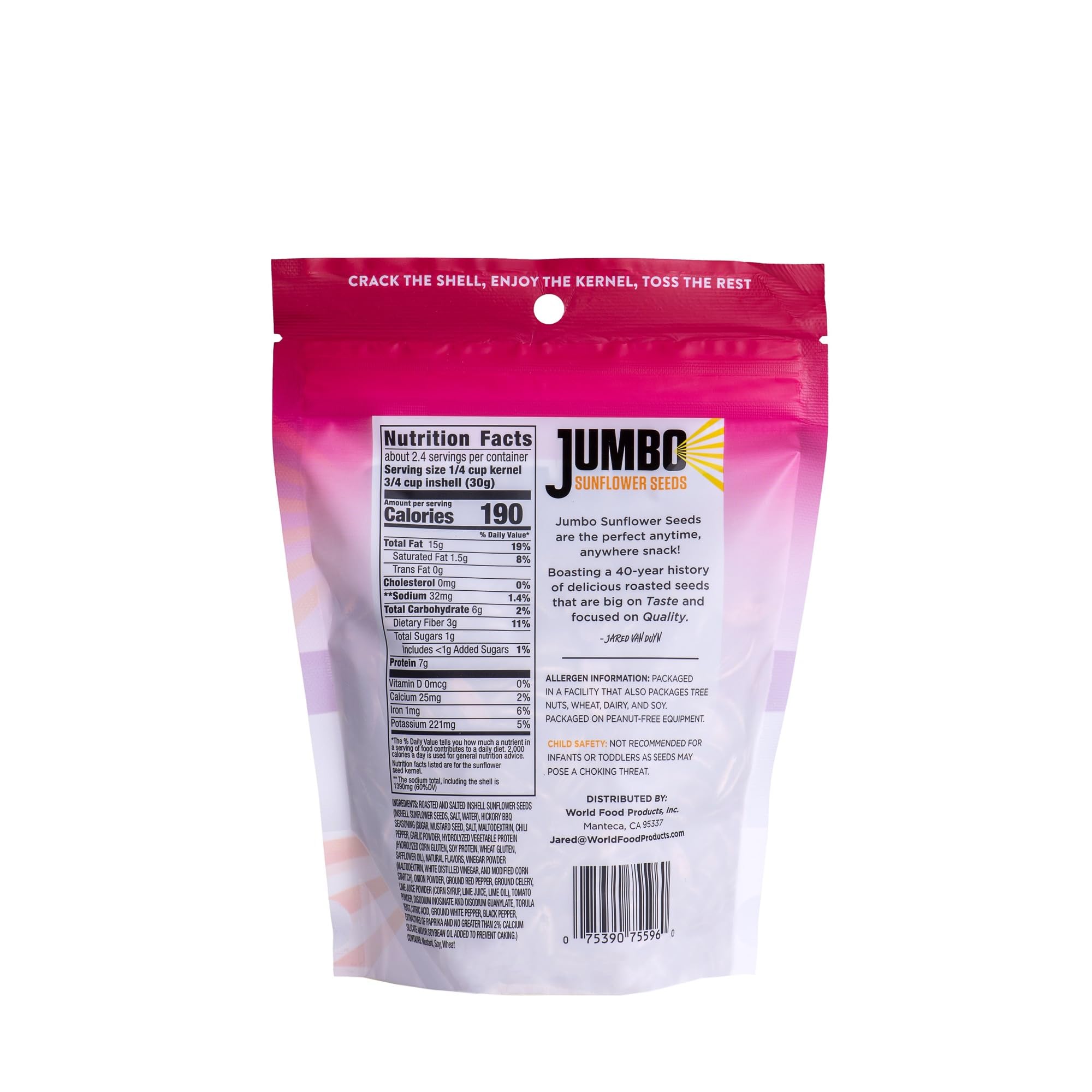 Jumbo Sunflower Seeds Sampler Pack - Original, Ranch, Pepper, BBQ, Chipotle, No Salt (11 Bags) | Healthy Snacks for Road Trips, Office & Outdoor Activities