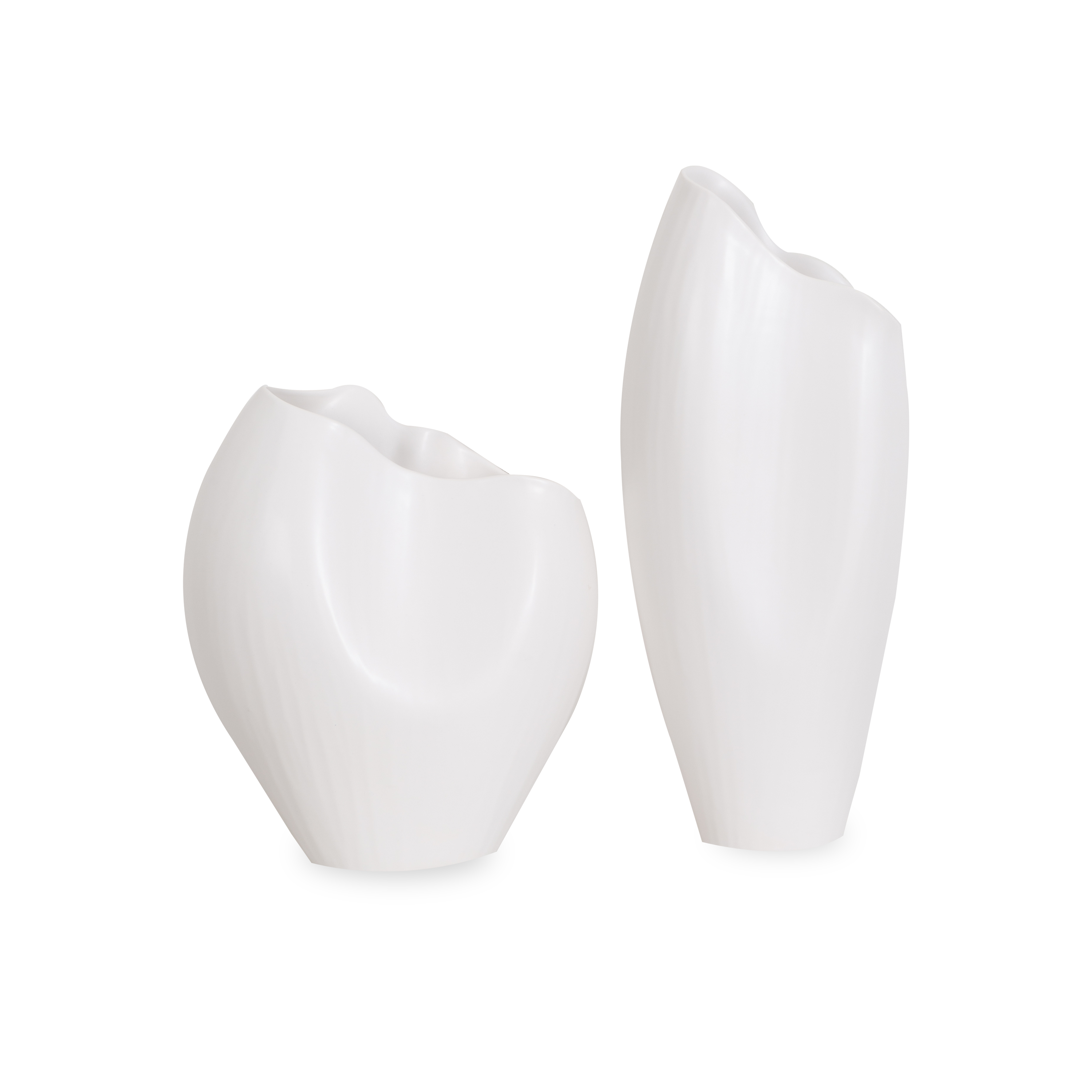Elegant White Horn Vase - Modern Home Decor for Living Room, Dining Table & Wedding Centerpieces - Handcrafted Ceramic Flower Vase for Fresh & Artificial Floral Arrangements