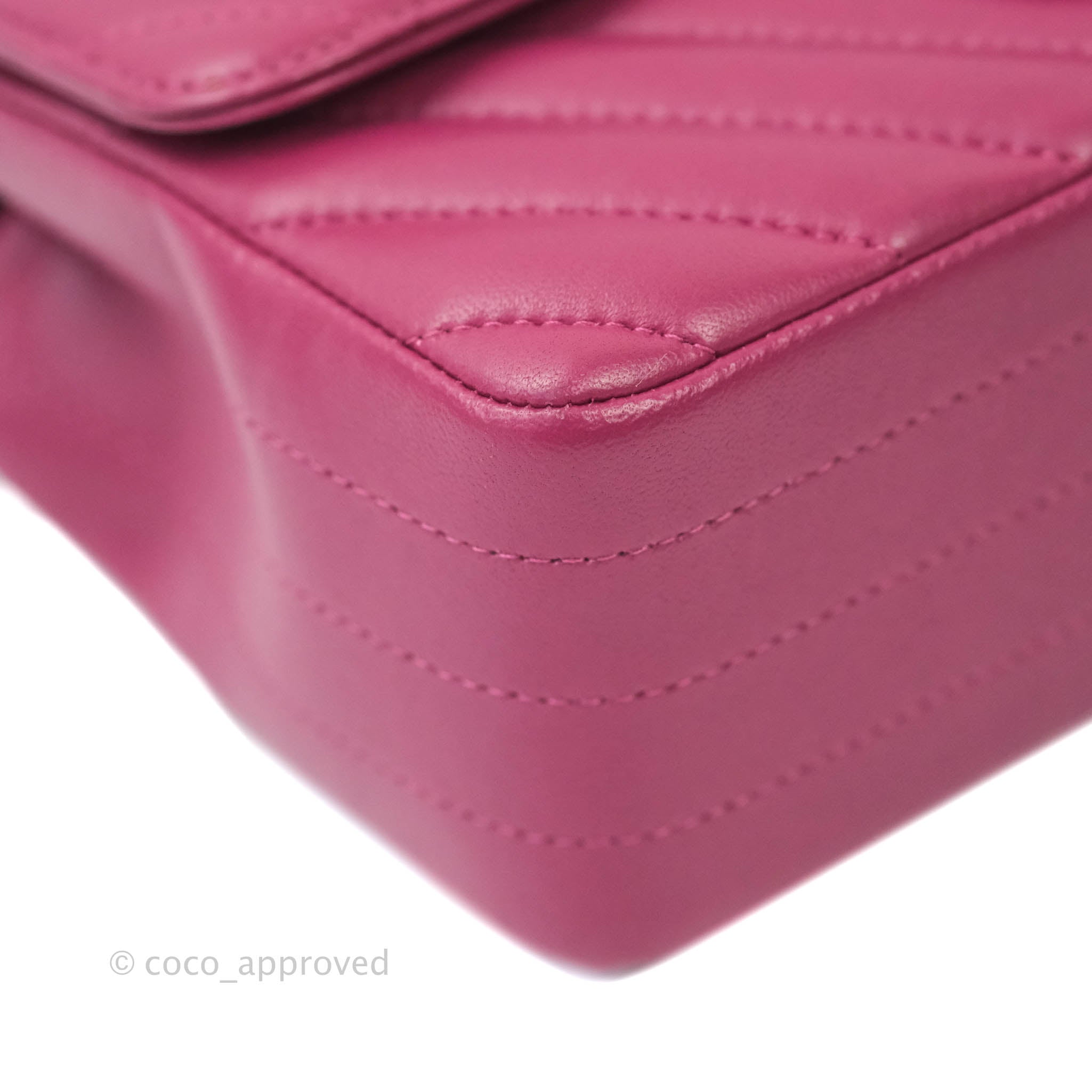 Chanel Chevron Mini Rectangular Lambskin Flap Bag in Dark Pink with Gold Hardware - Perfect for Evening Events, Date Nights & Luxury Fashion Accessories