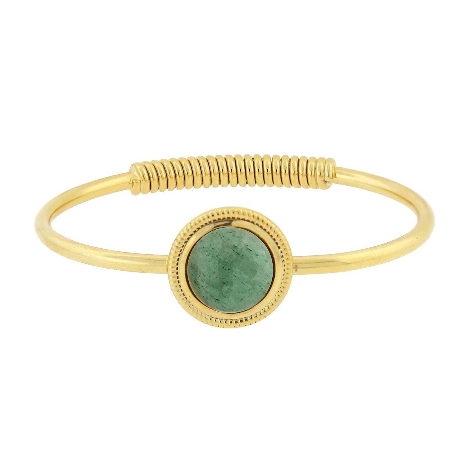 14K Gold Dipped Gemstone Spring Hinge Bracelet for Women - Elegant 1928 Jewelry Collection - Perfect for Weddings, Parties & Everyday Wear