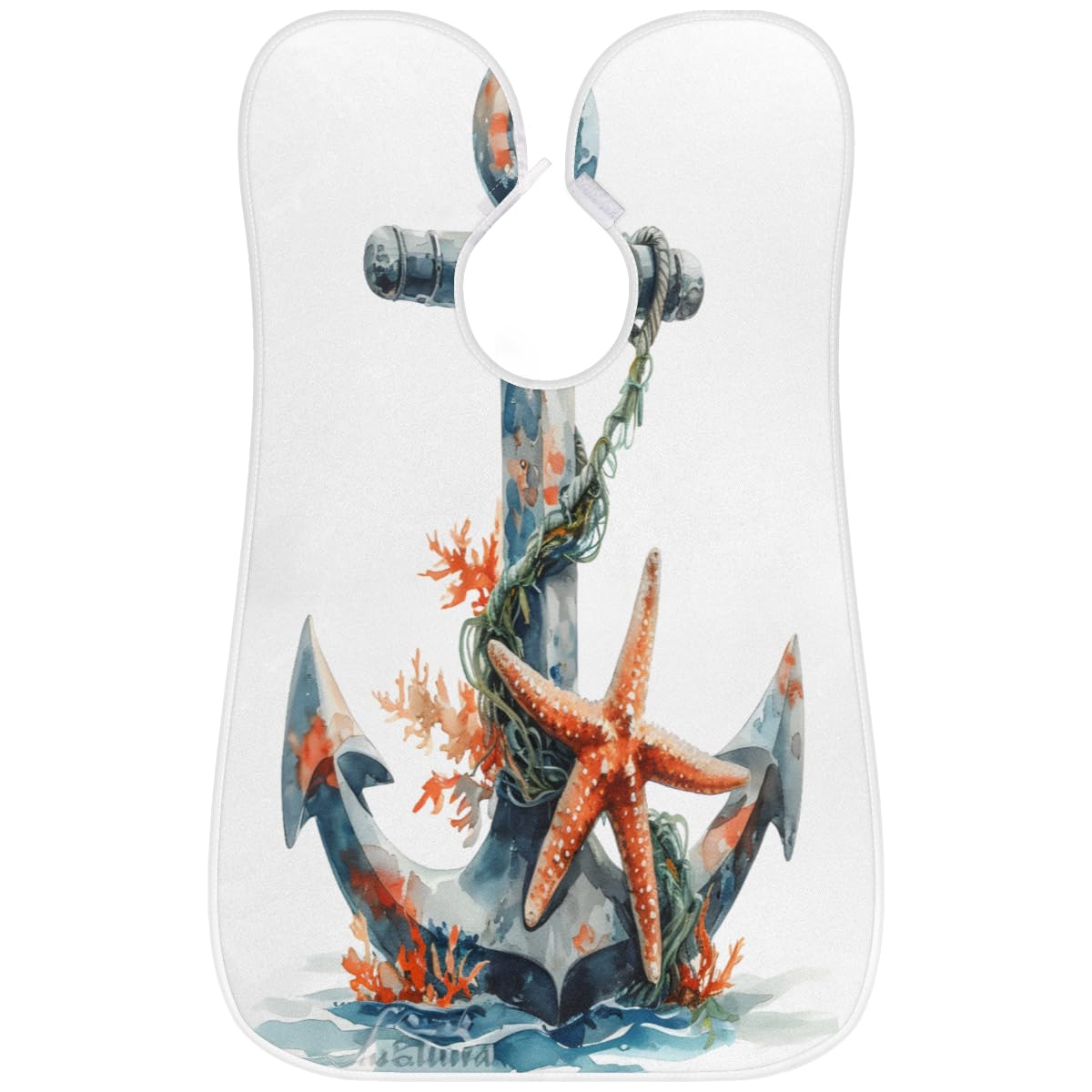 Non-Stick Waterproof Beard Bib for Men - Anchor Starfish Design Shaving Cape with Suction Cups, Grooming Apron & Hair Catcher - Perfect Gift for Husband, Dad | Ideal for Home Barbering & Travel Shaving
