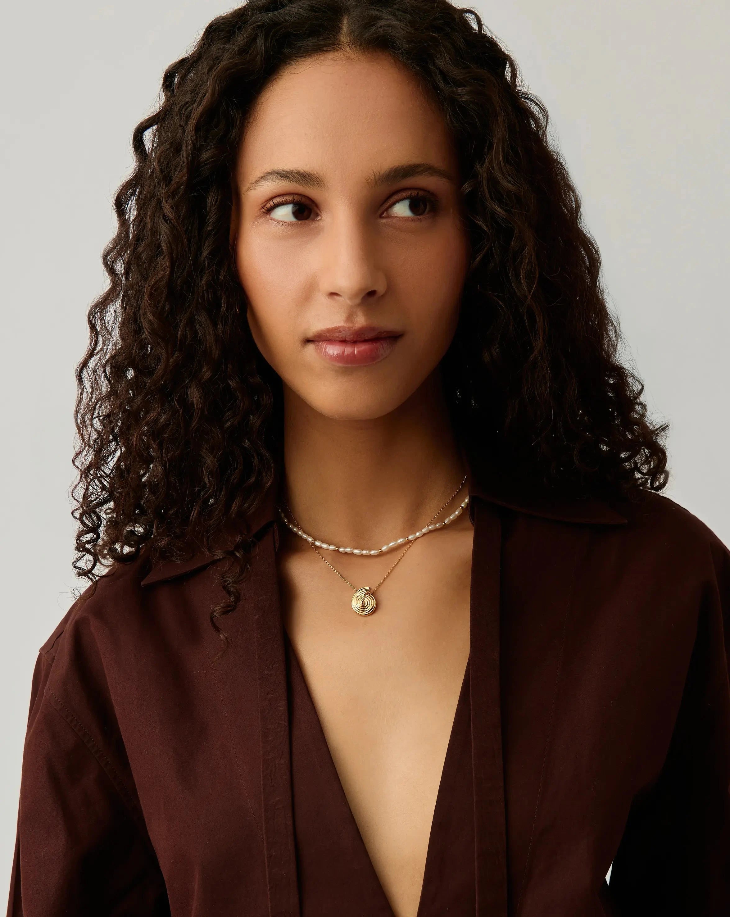 Elegant Spiral Pendant Necklace & Pearl Beaded Choker Set - 18k Gold Plated Jewelry for Women | Perfect for Date Night, Wedding & Special Occasions