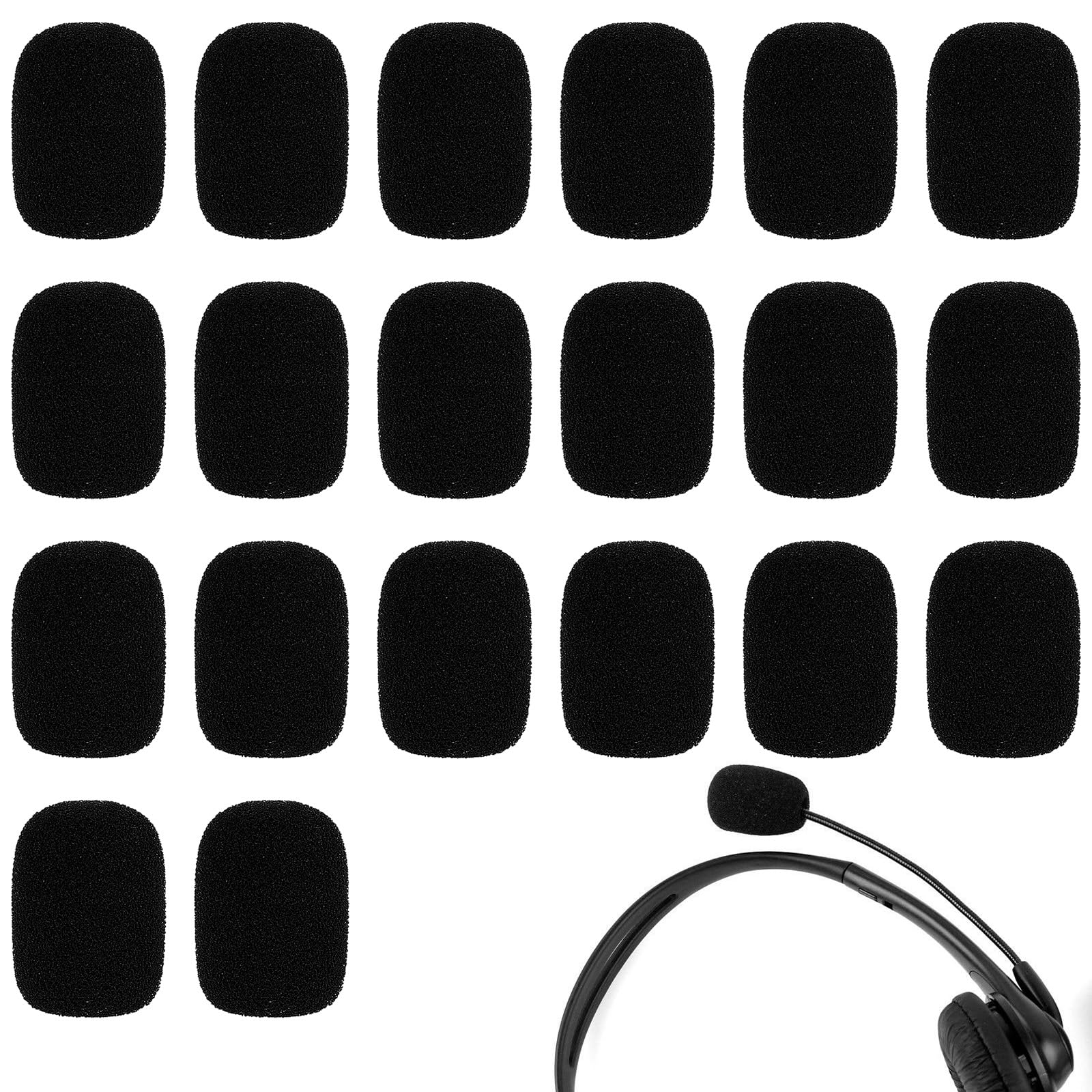 20 Pack Mini Foam Microphone Windscreens - High Density Lavalier Mic Covers for Noise Reduction (Black, 1.18