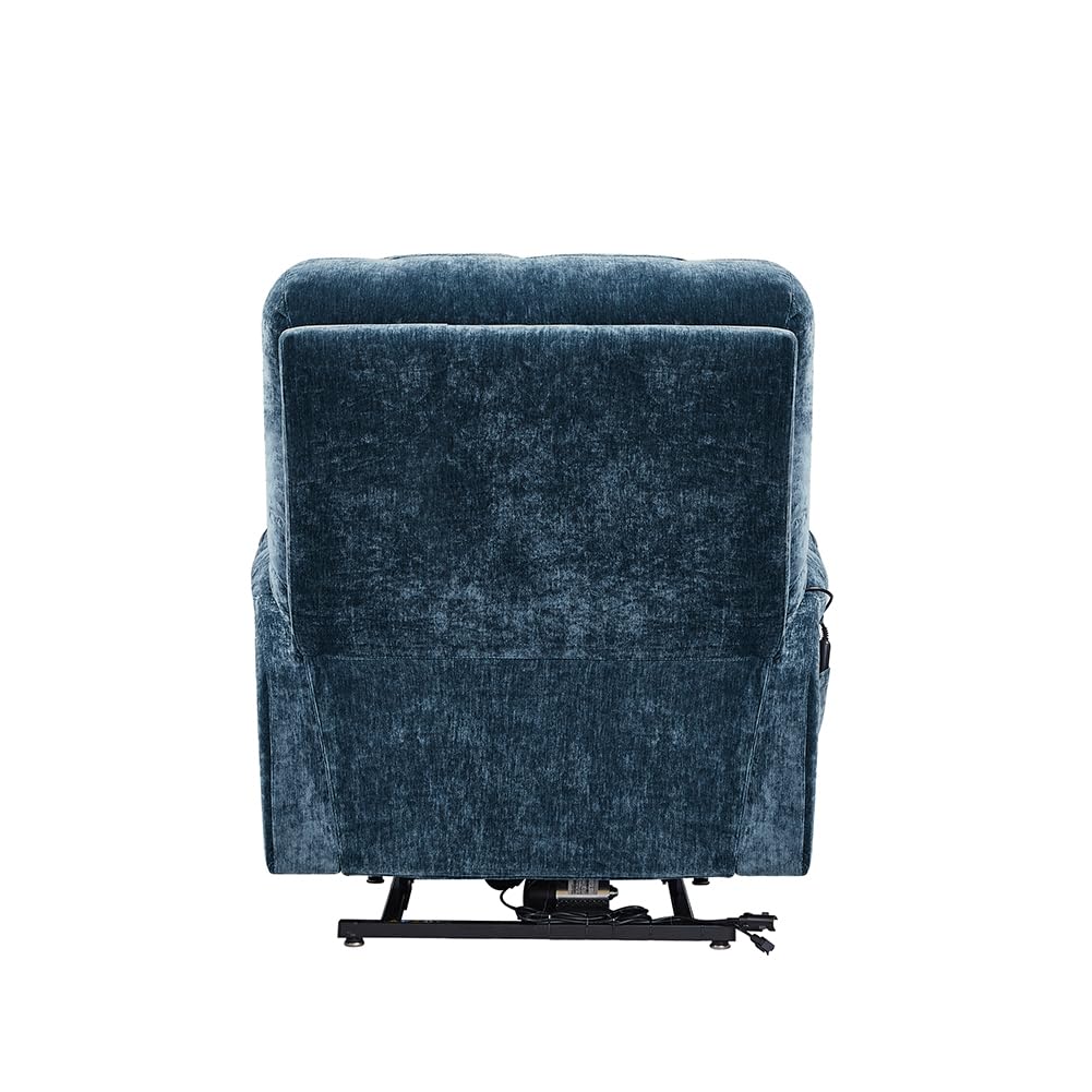 **Dual Motor Power Lift Recliner Chair for Elderly - 180° Lay Flat Sleeper, Electric Massage & Heat with Remote Control, Cup Holder - Perfect for Home, Office & Relaxation (Blue)**