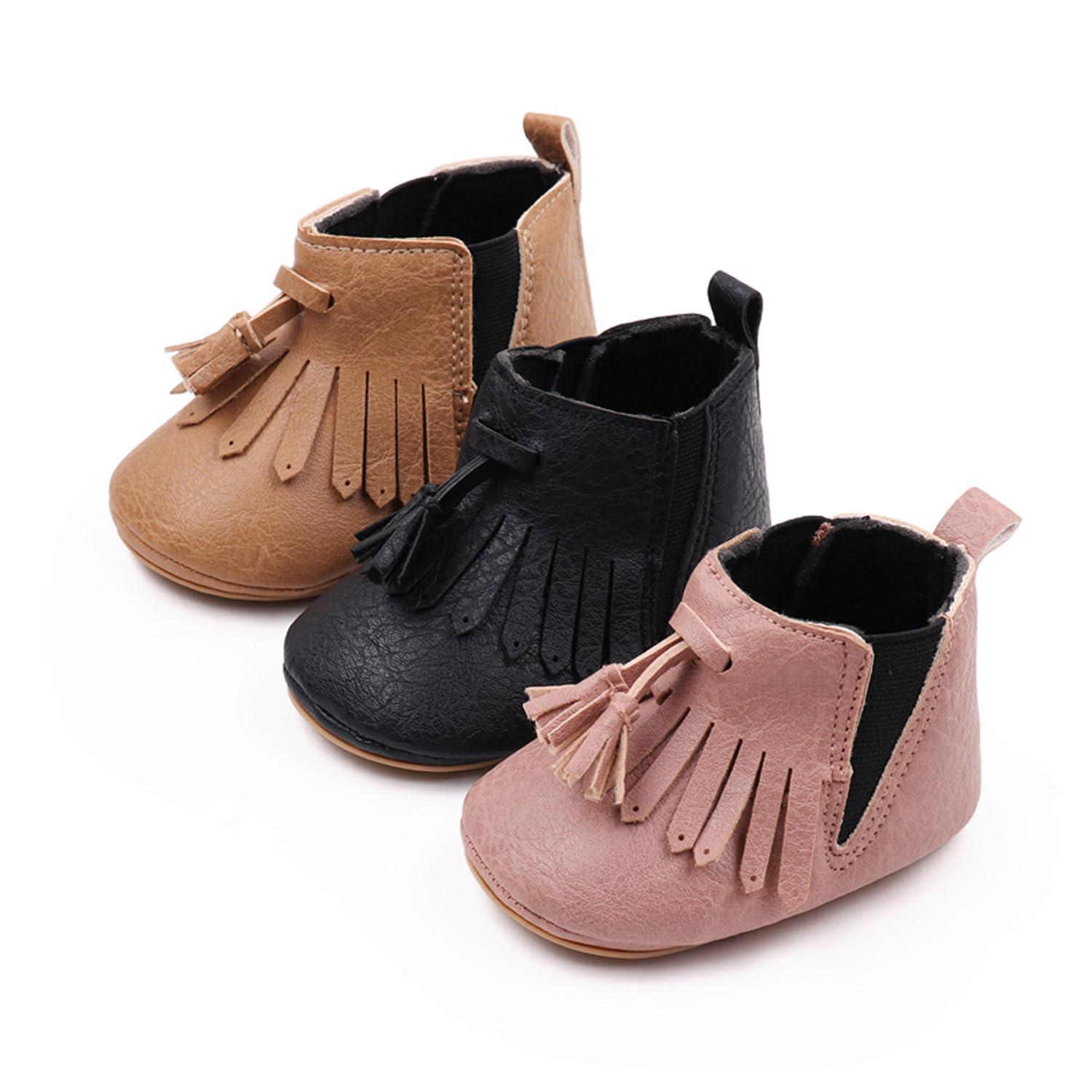 **Baby Girls Cowboy Boots with Tassels – Soft Leather Moccasins with Non-Slip Soles for Toddlers & Infants | Perfect for Playtime, Parties & Western-Themed Outfits**