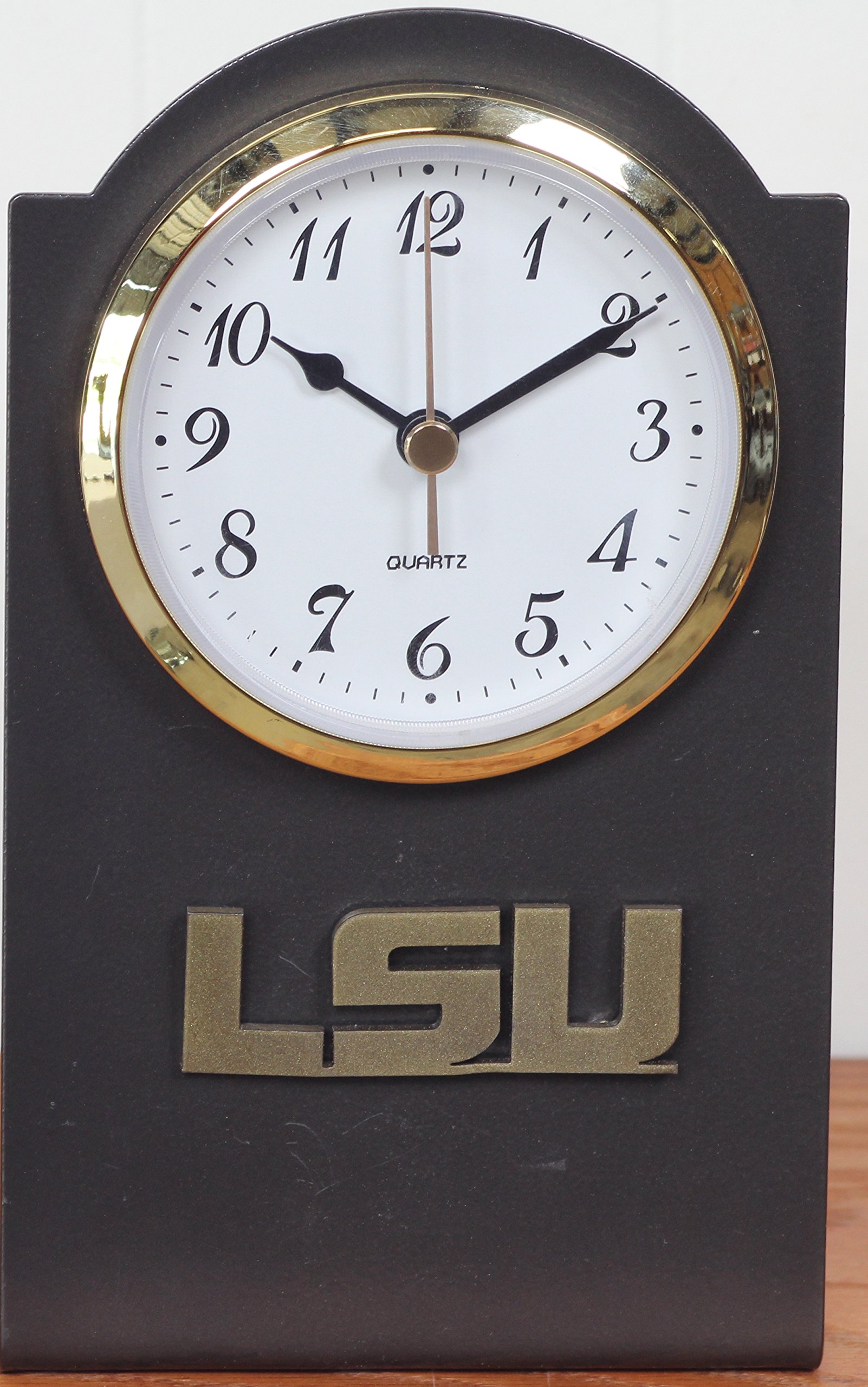 Henson Metal Works LSU Collegiate Logo Desk Clock - Battery Operated Office Desk Clock with School Spirit - Perfect for LSU Fans, Graduation Gifts & Home Office Decor