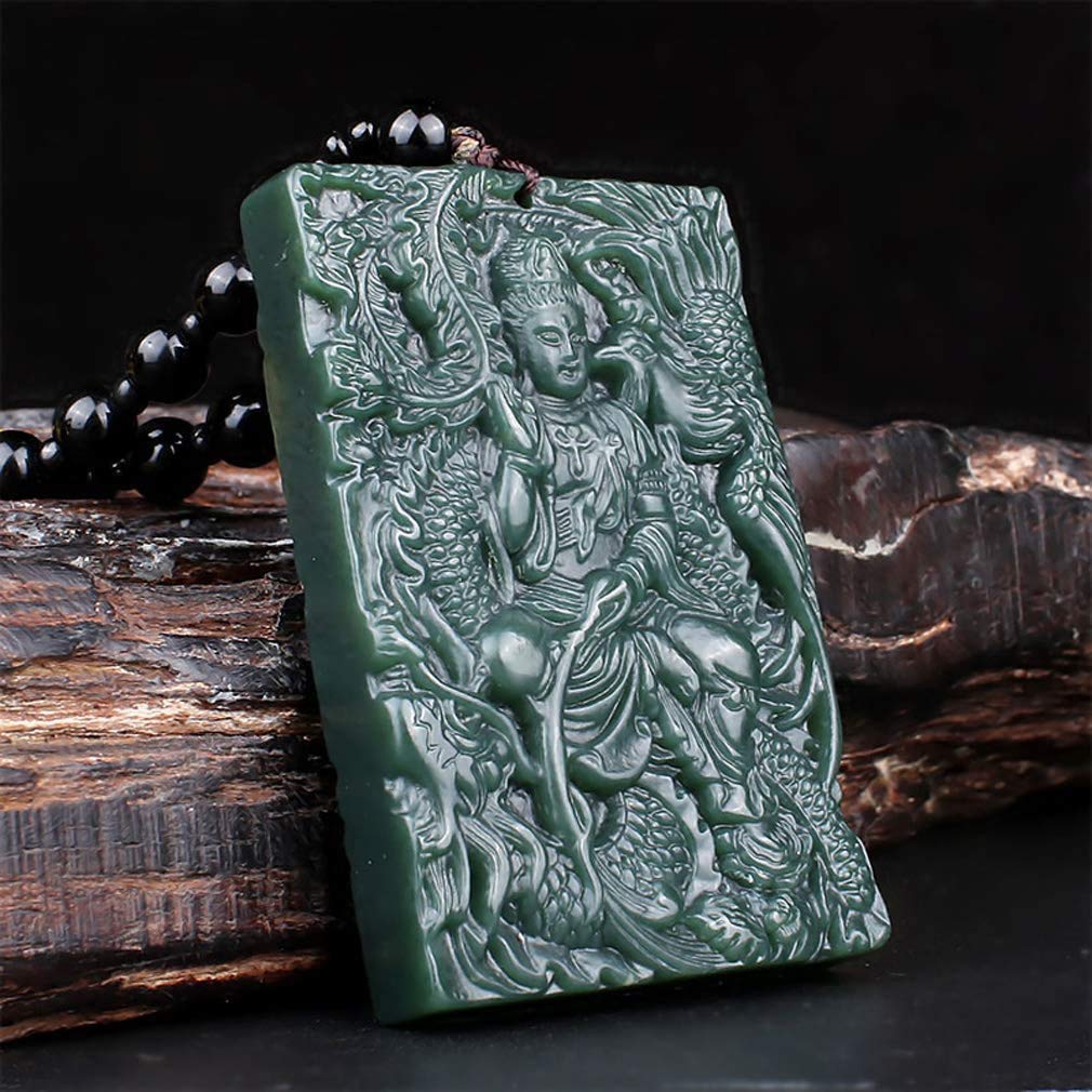 Natural Green Jade Pendant Necklace for Women & Men - Dragon, Phoenix, Buddha, Kwan-Yin & Eight Trigrams Amulet | Spiritual Protection & Fashion Jewelry Gift