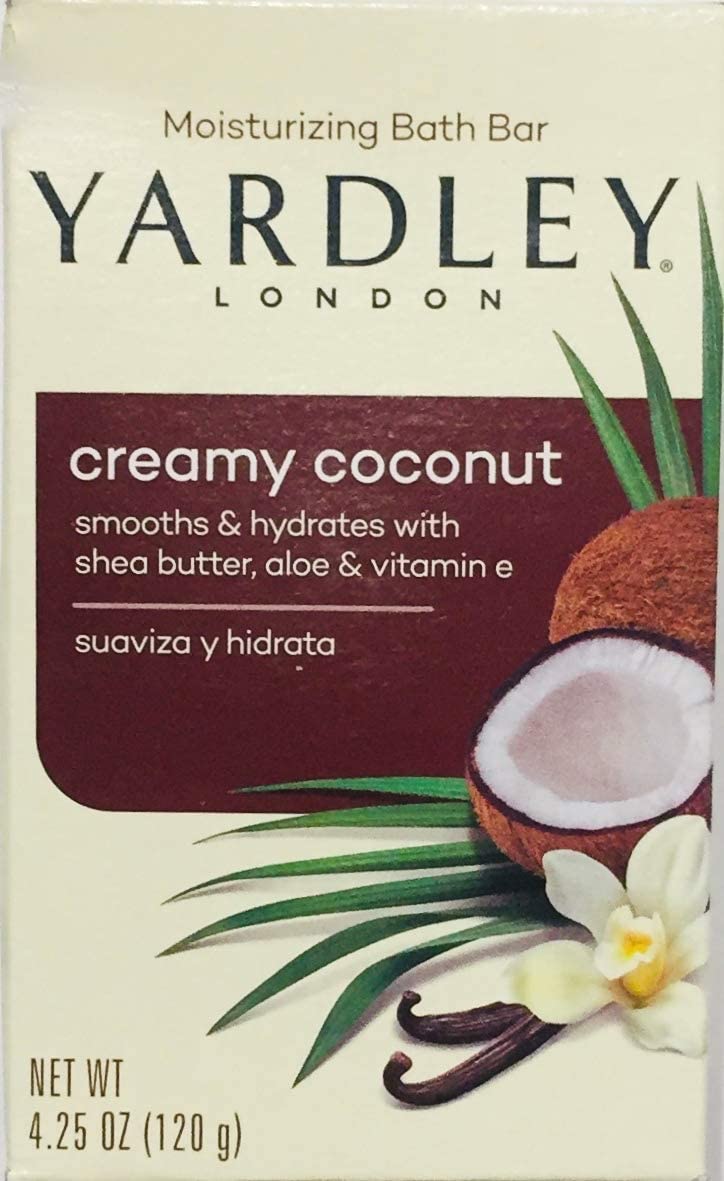 Yardley Creamy Coconut Moisturizing Soap Bar for Dry Skin - Hydrating Bath Bar with Natural Coconut Oil for Soft, Smooth Skin - Perfect for Shower, Bath & Gift Sets