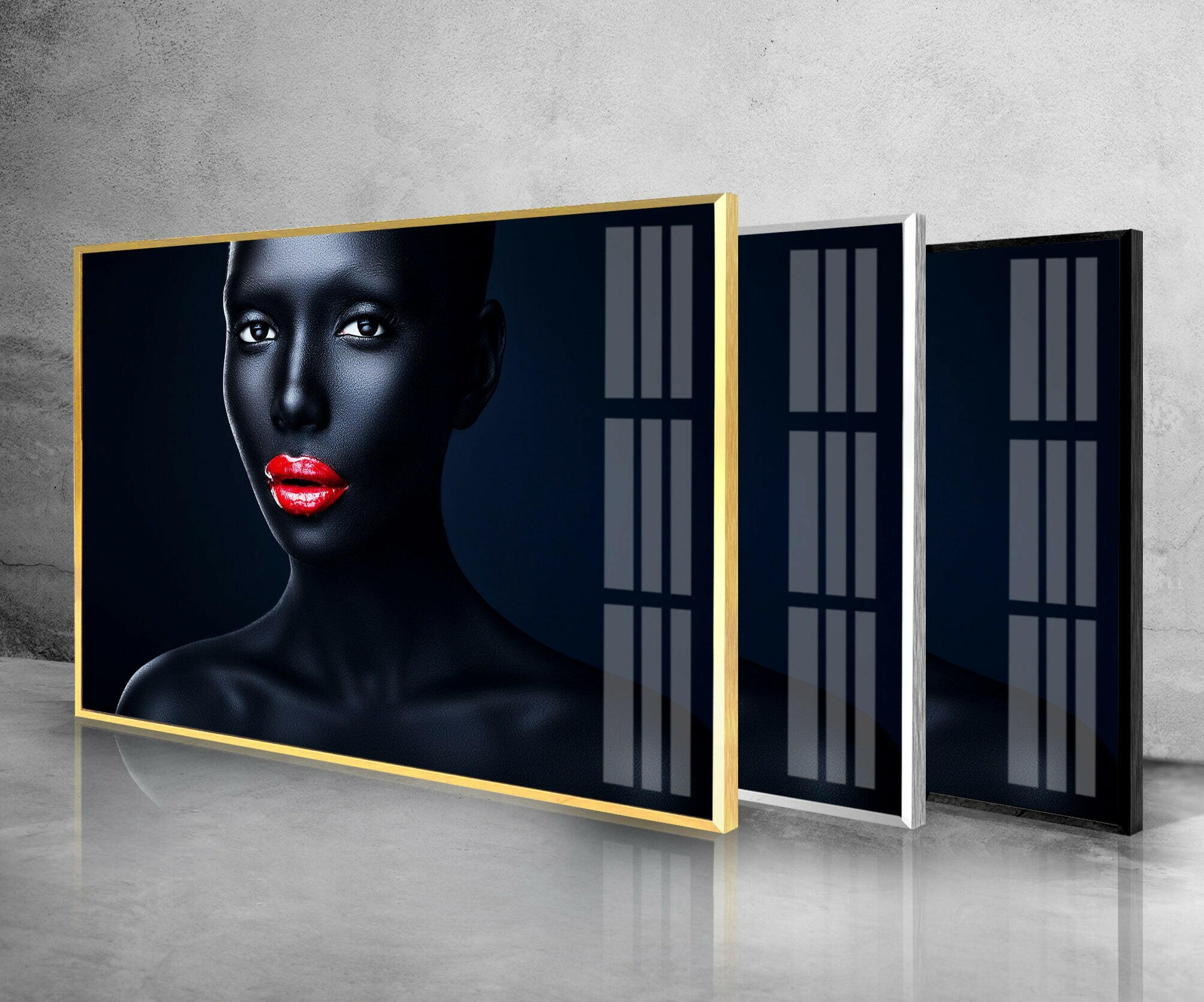 Black Woman with Red Lips Glass Wall Art - Elegant Home Decor for Living Room, Bedroom & Office - Perfect Gift for Art Lovers