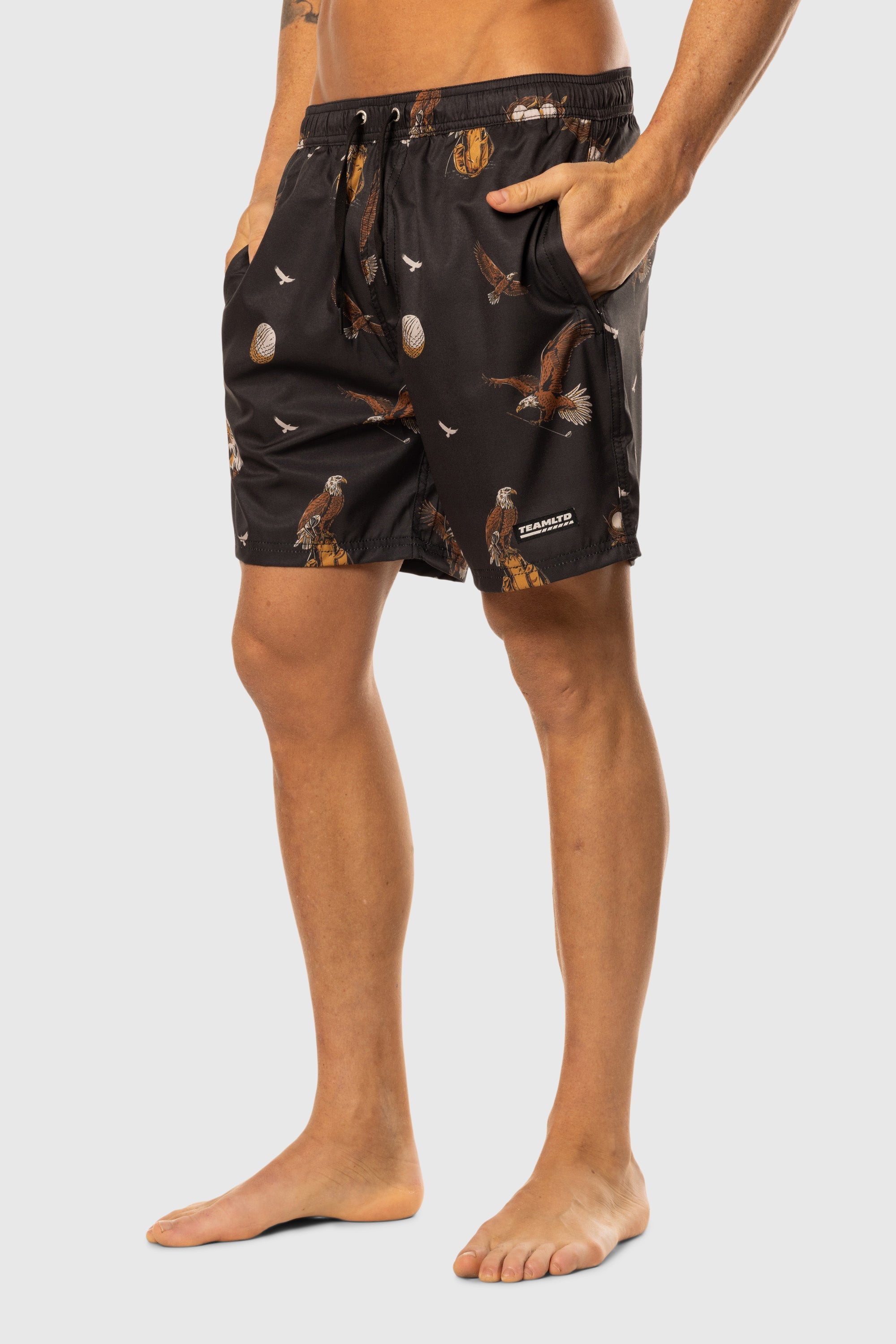 Men's Teal Swim Shorts with Cowboy Casino Print - Quick Dry, Comfortable Beach & Pool Swimwear for Summer Vacations