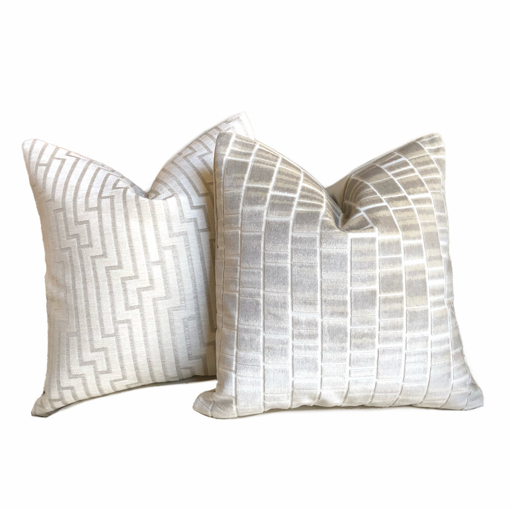 Robert Allen Ritzy Maze Glacier Chenille Pillow Cover - Soft Decorative Throw Pillow Case for Sofa, Bed & Couch - Luxury Home Decor Accent for Living Room, Bedroom & Dorm