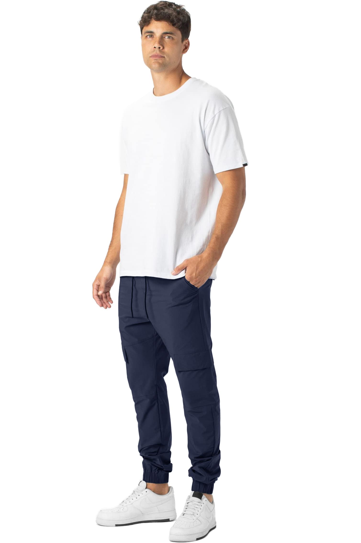 ITALYMORN Men's Lightweight Cargo Jogger Pants - 6 Pocket Slim Fit Casual Trousers with Elastic Waistband for Outdoor Running, Workout & Everyday Wear | Comfortable Travel & Lounge Pants for Men