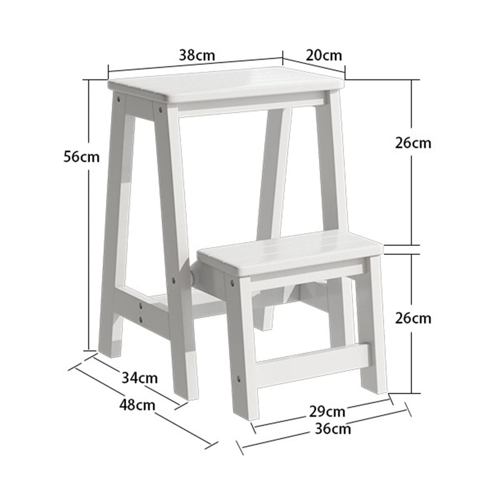 SIGOLY Foldable Wooden Step Stool for Home, 2-Step Ladder Stool with Non-Slip Surface, Lightweight Kitchen Step Stool for Adults & Kids - Perfect for Reaching High Shelves, Bathroom, and Bedroom Storage