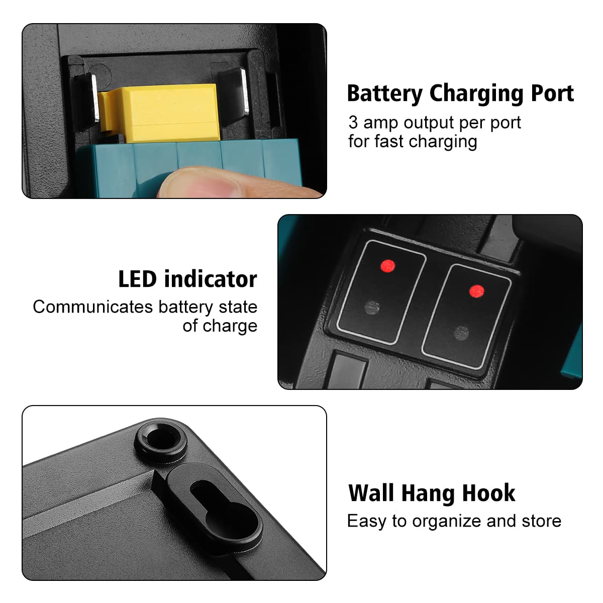 **4-Port 18V DC18SF Replacement Charger for Makita 14.4-18V Lithium Batteries (BL1830, BL1840, BL1850, BL1860, BL1815, BL1430) - Compatible with DC18SF, DC18RC, DC18RD, DC18RA - Fast Charging for Power Tools, Drills & Outdoor Equipment**